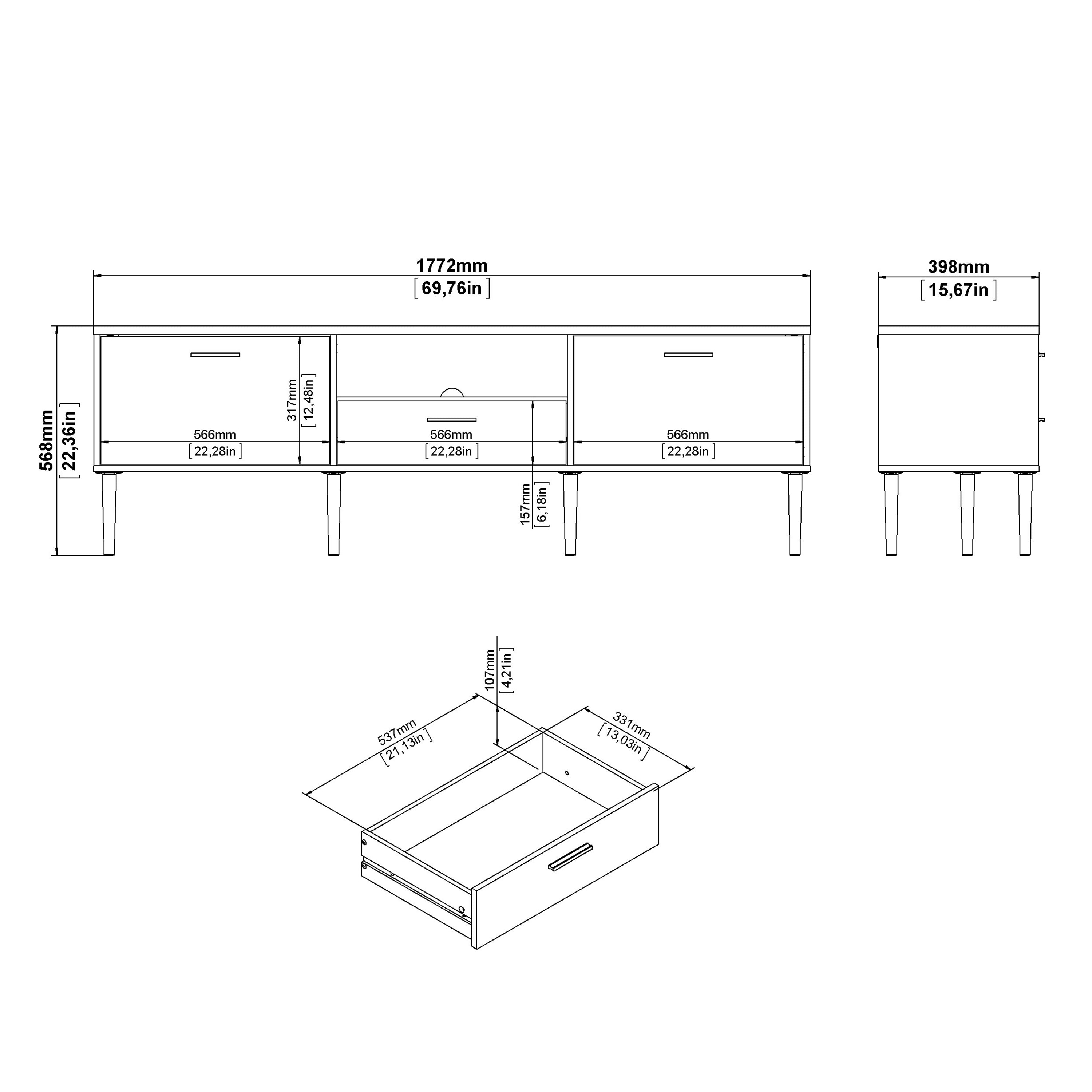 Media TV Unit with 2 Doors 1 Drawer in Black – FTG, view 10