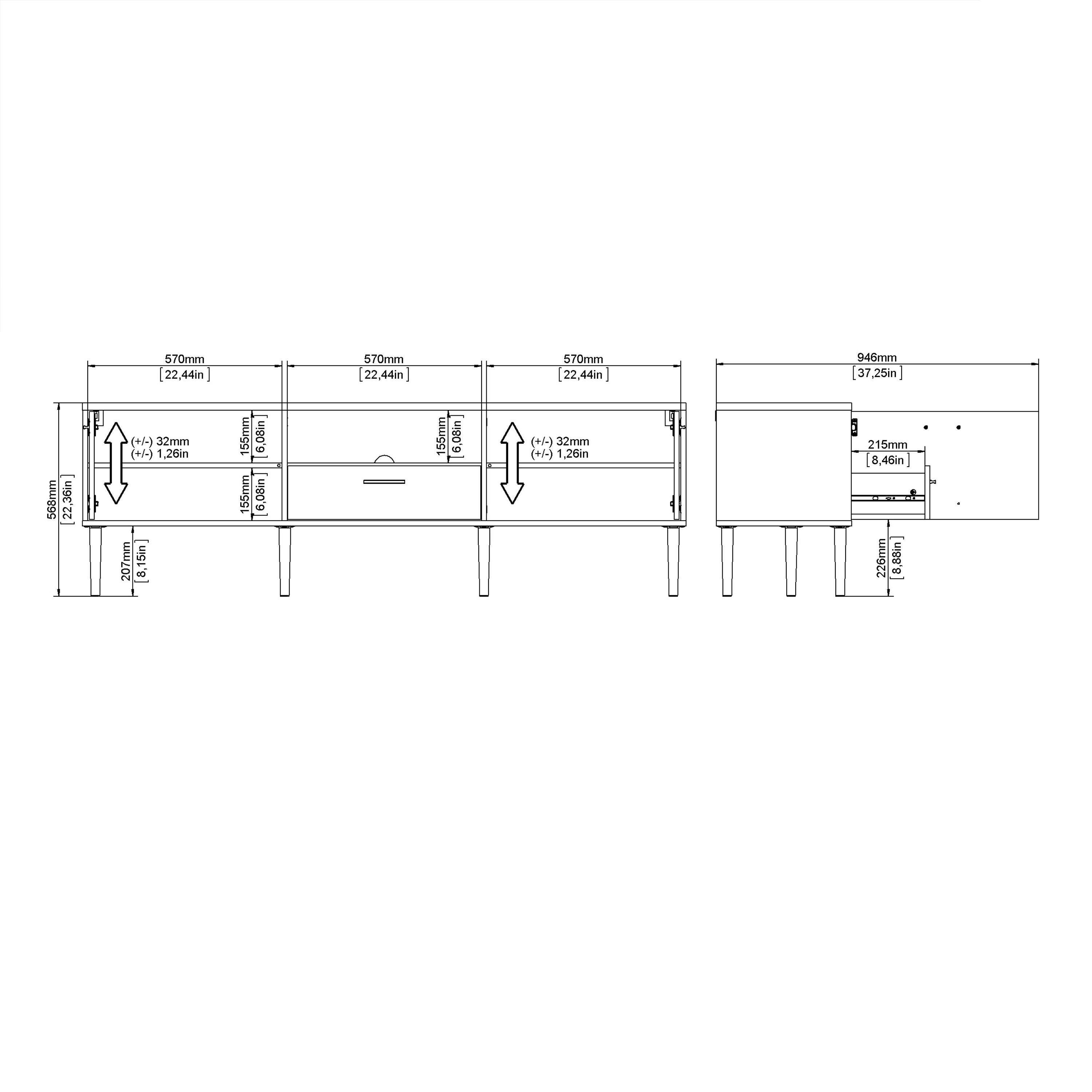 Media TV Unit with 2 Doors 1 Drawer in Black – FTG, view 11