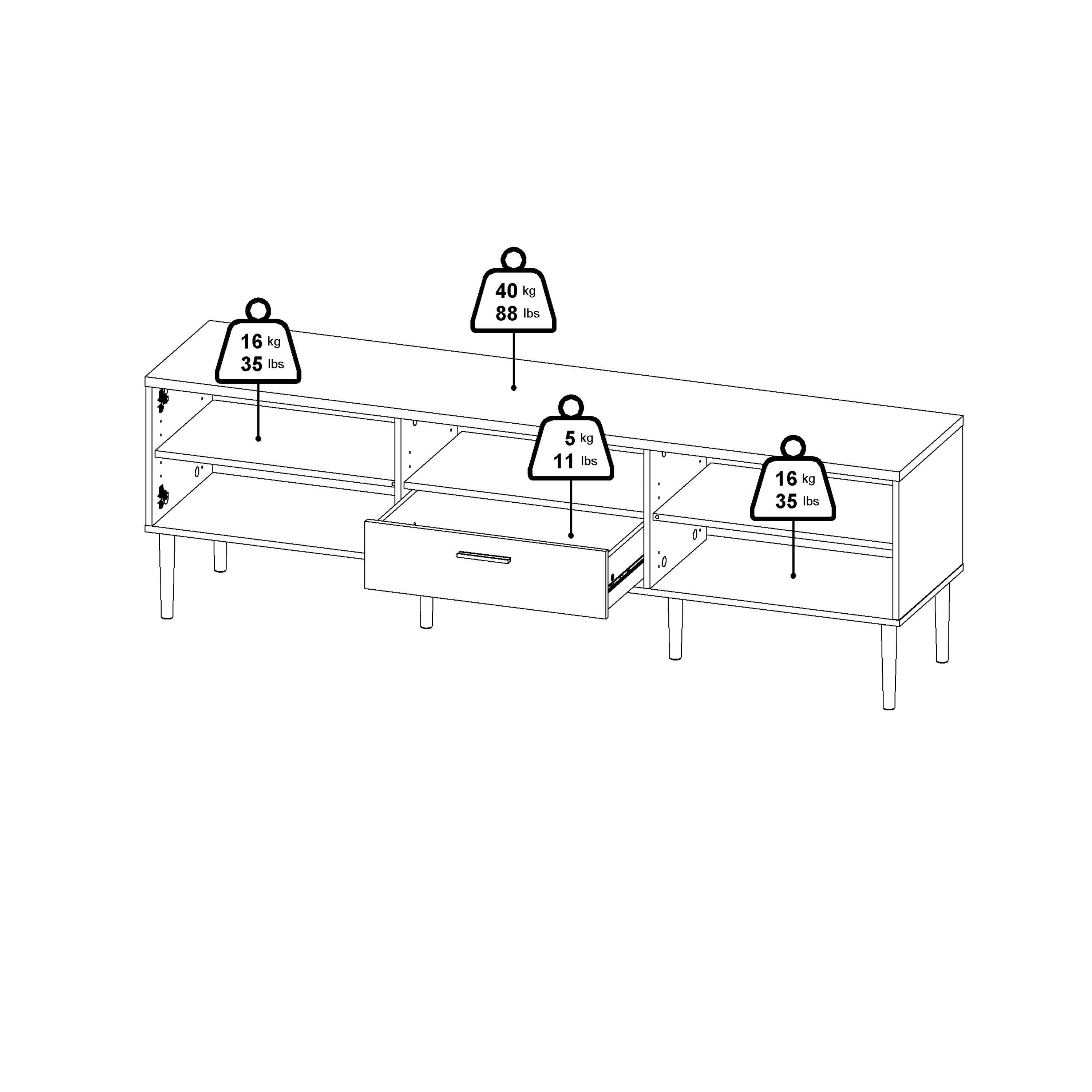 Media TV Unit with 2 Doors 1 Drawer in Black – FTG, view 12