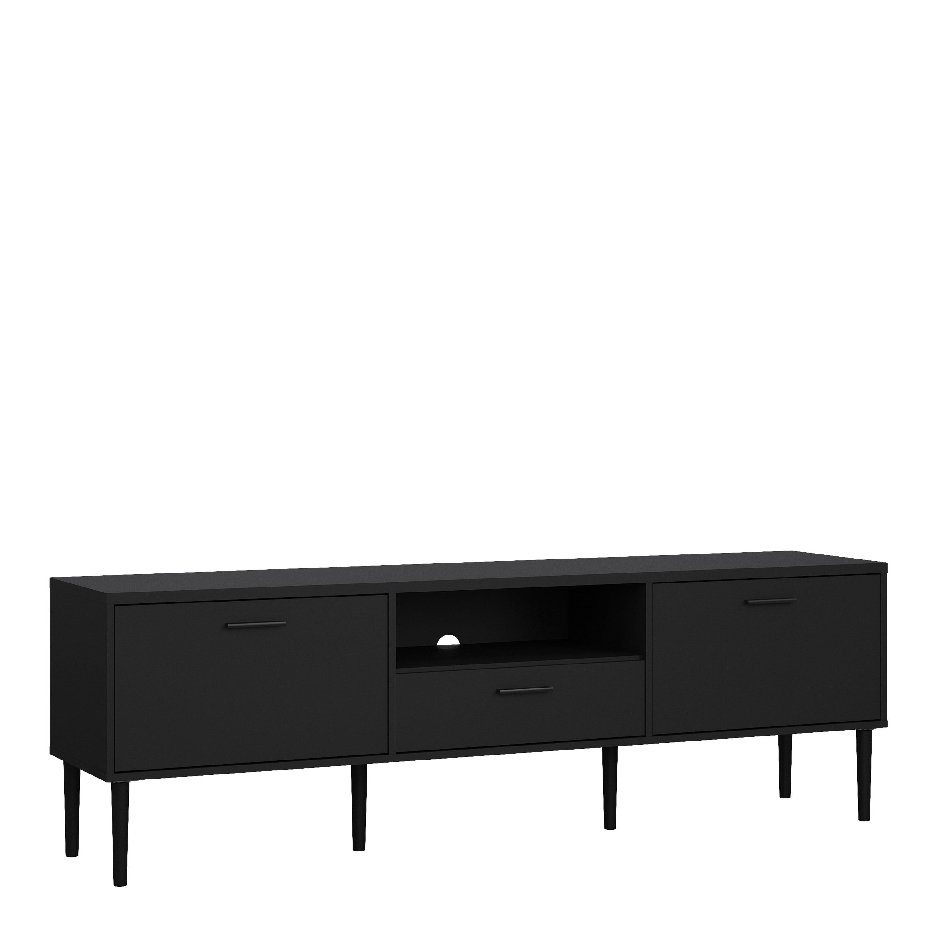 Media TV Unit with 2 Doors 1 Drawer in Black – FTG