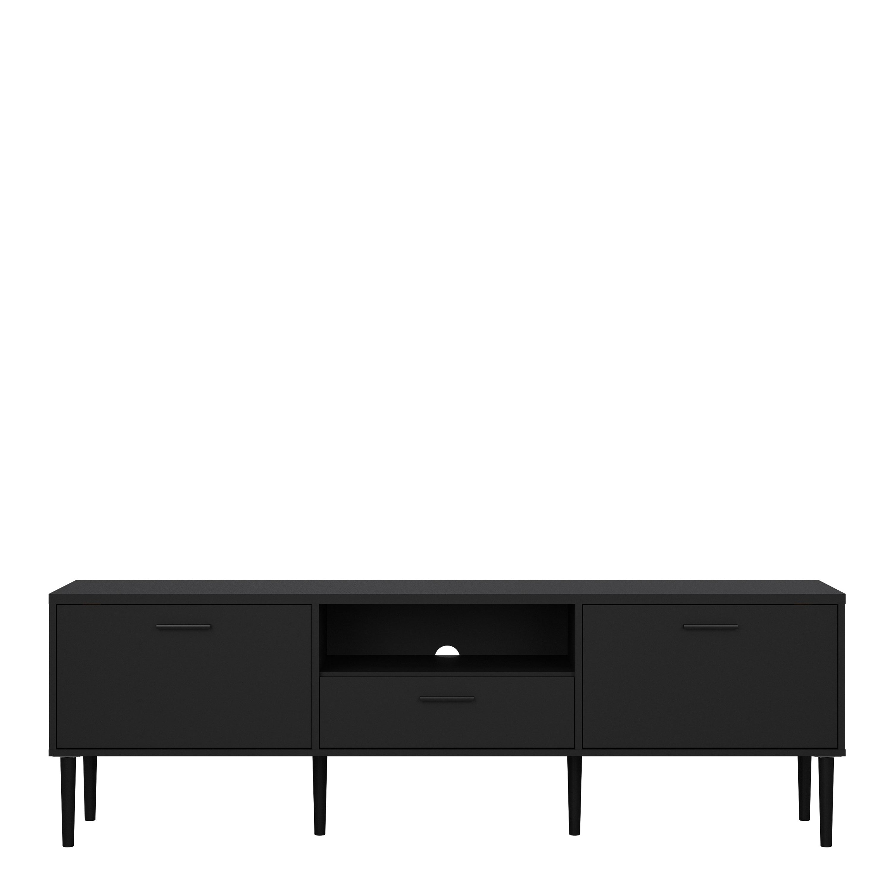 Media TV Unit with 2 Doors 1 Drawer in Black – FTG, view 2