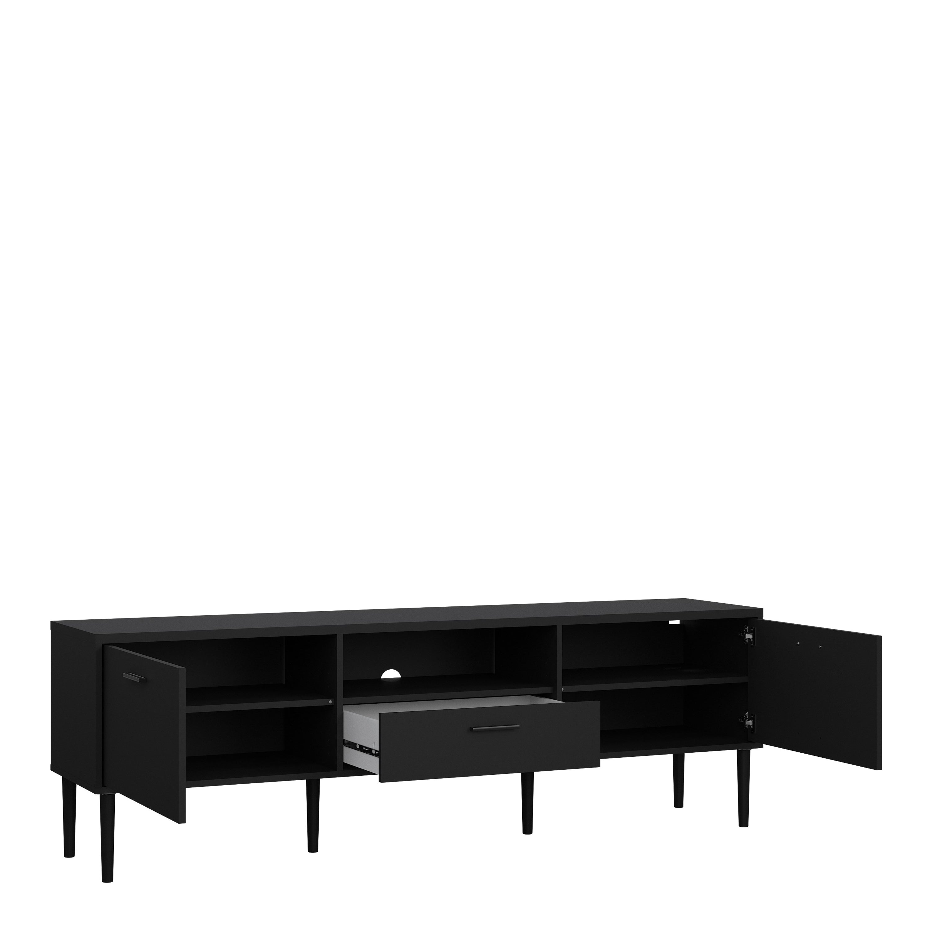 Media TV Unit with 2 Doors 1 Drawer in Black – FTG, view 5