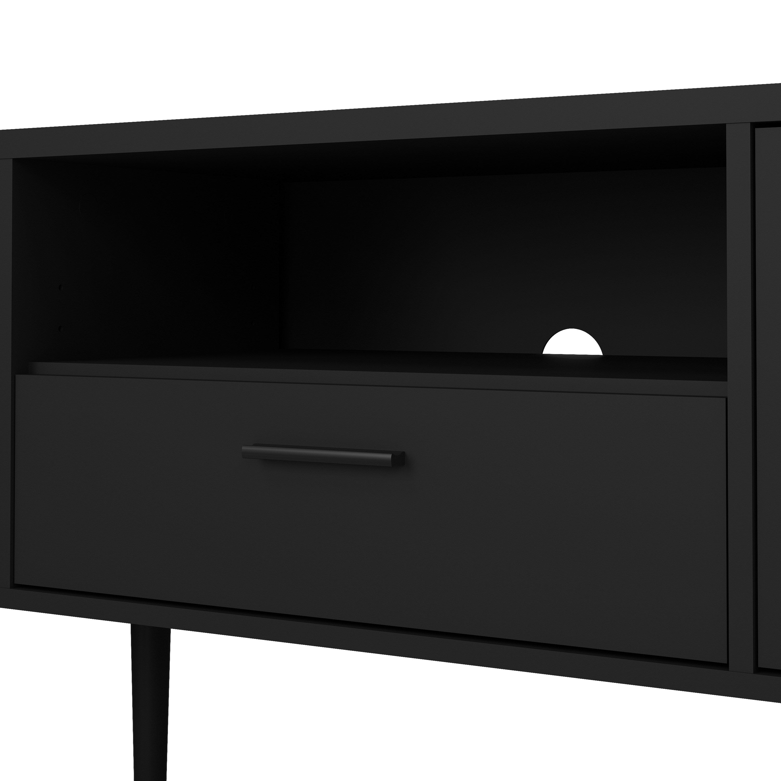 Media TV Unit with 2 Doors 1 Drawer in Black – FTG, view 8