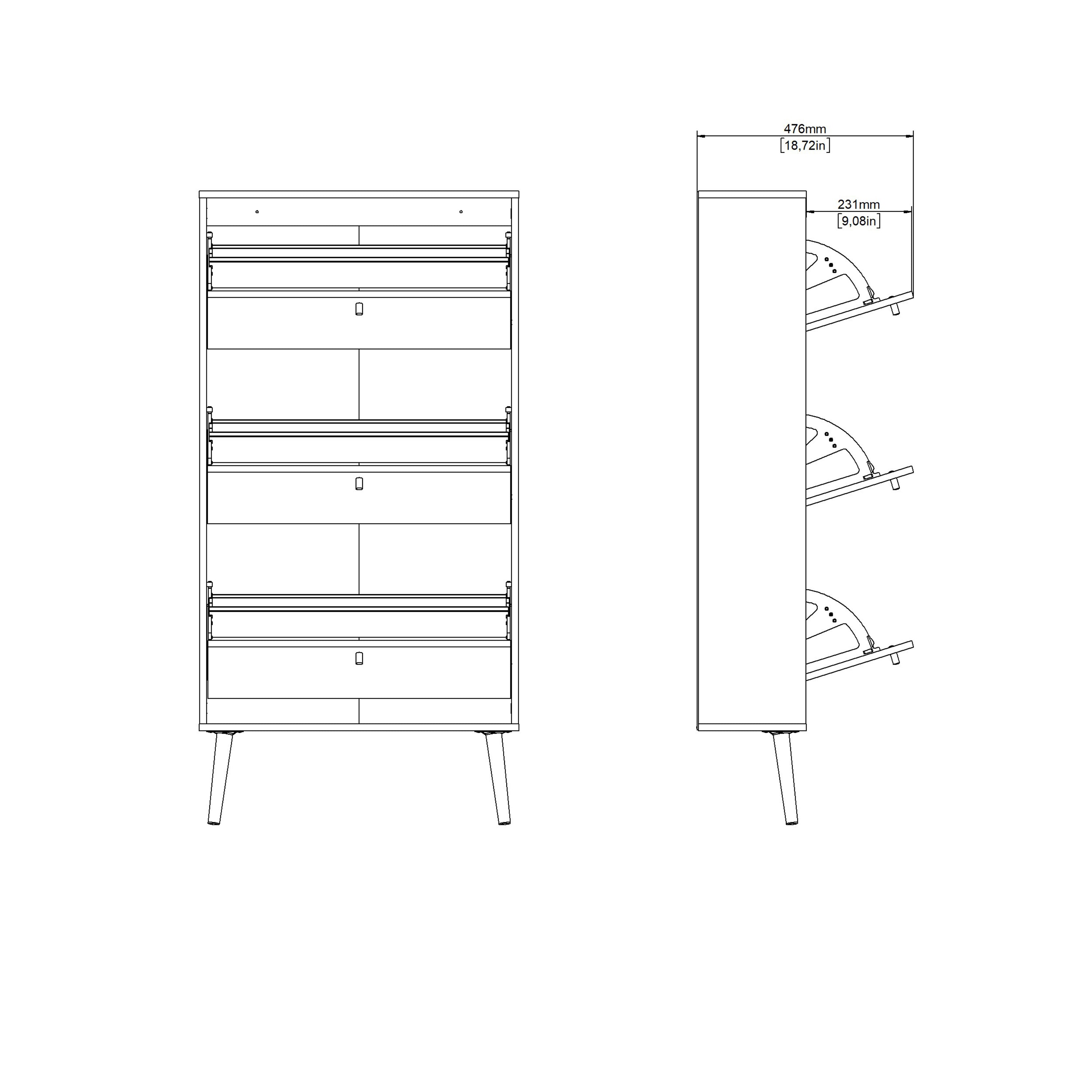 Cumbria Shoe Cabinet 3 Flip Down Doors Dark Grey – FTG, view 12