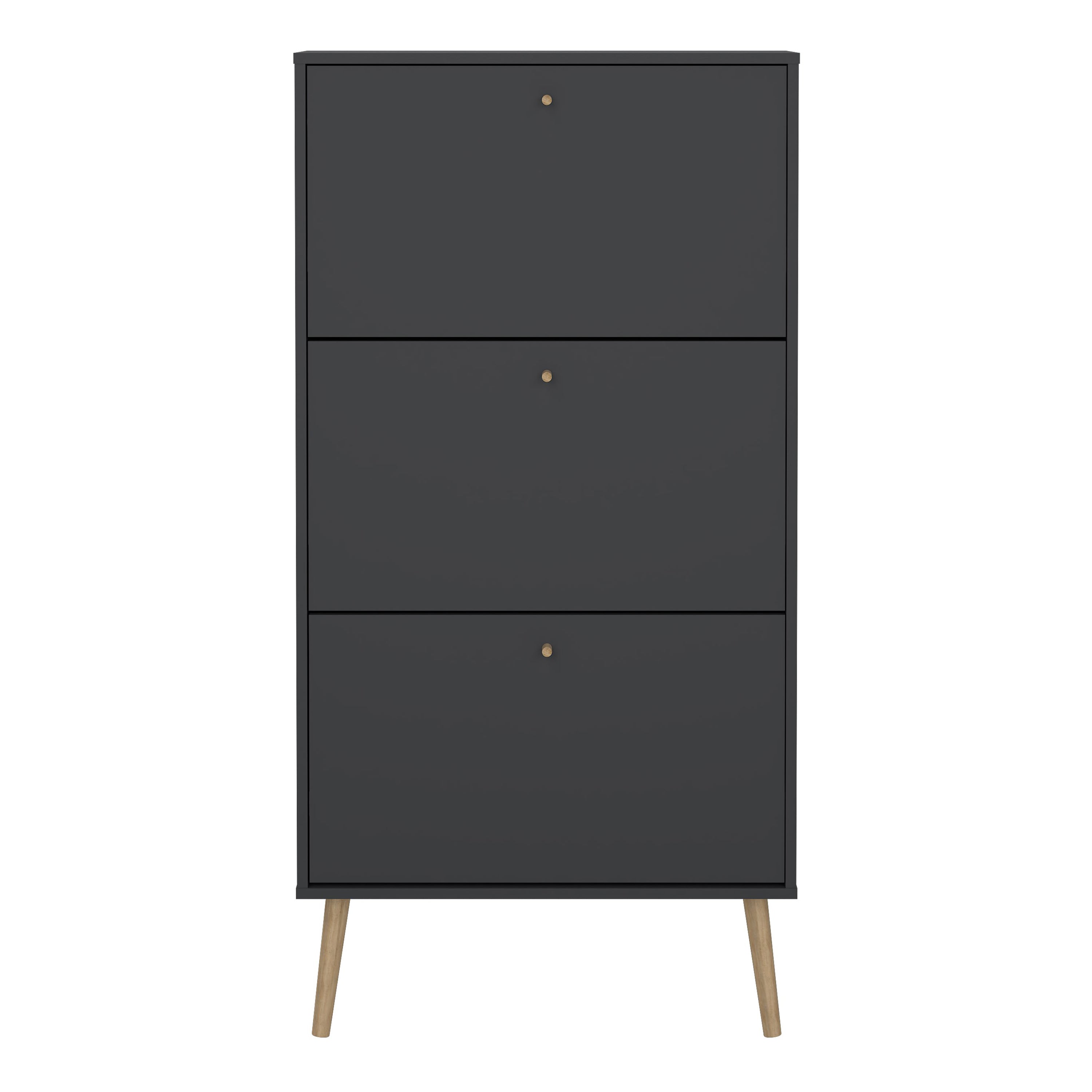 Cumbria Shoe Cabinet 3 Flip Down Doors Dark Grey – FTG, view 2