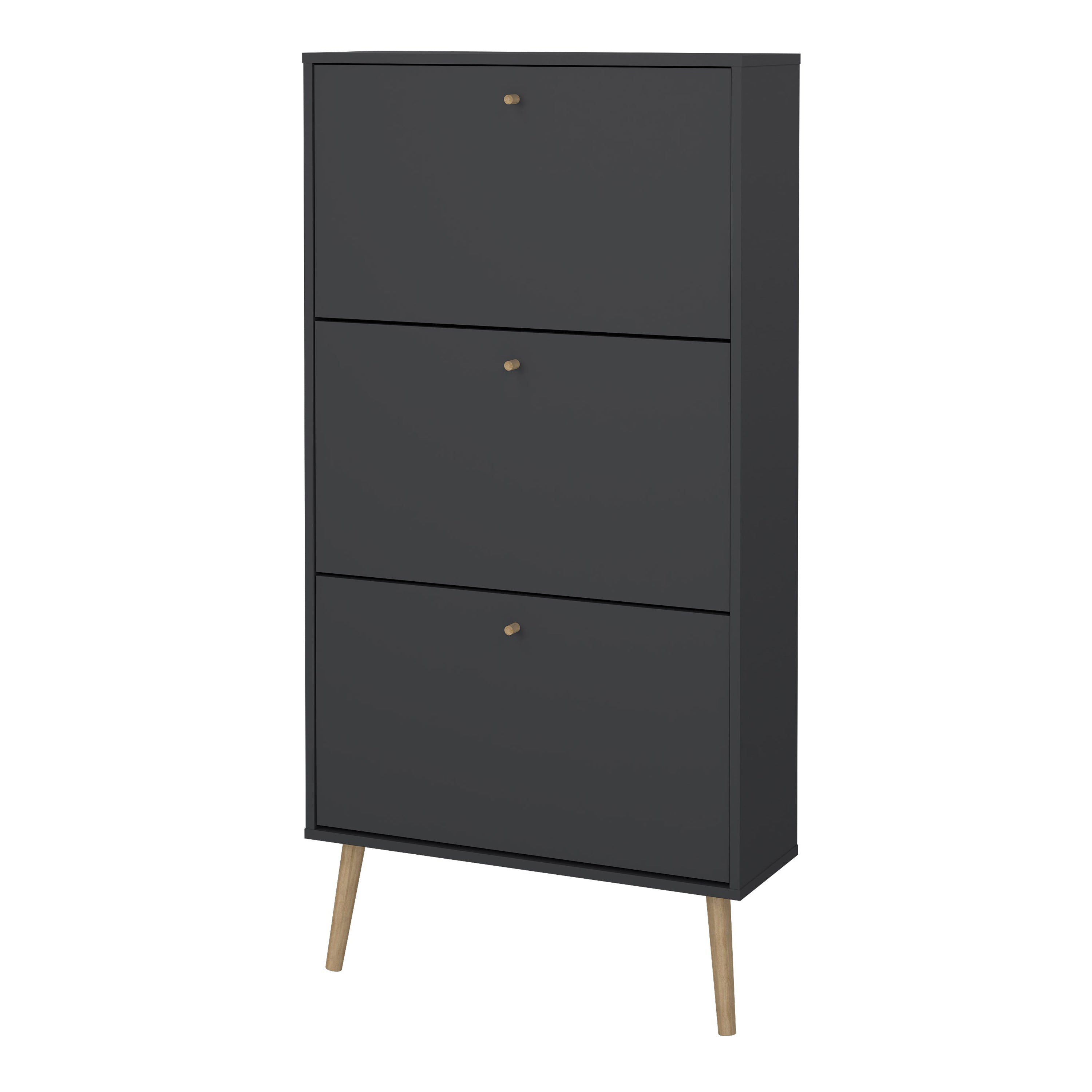 Cumbria Shoe Cabinet 3 Flip Down Doors Dark Grey – FTG, view 3