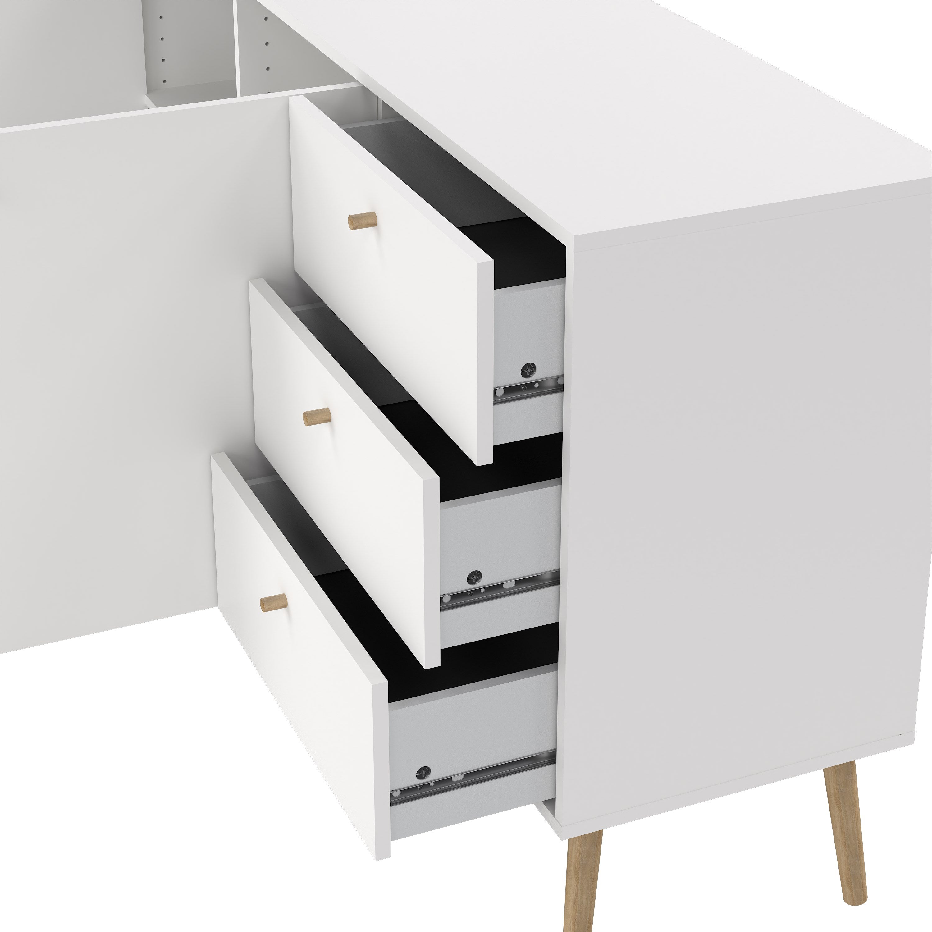 Cumbria Sideboard 2 Doors + 3 Drawers White – FTG, view 2