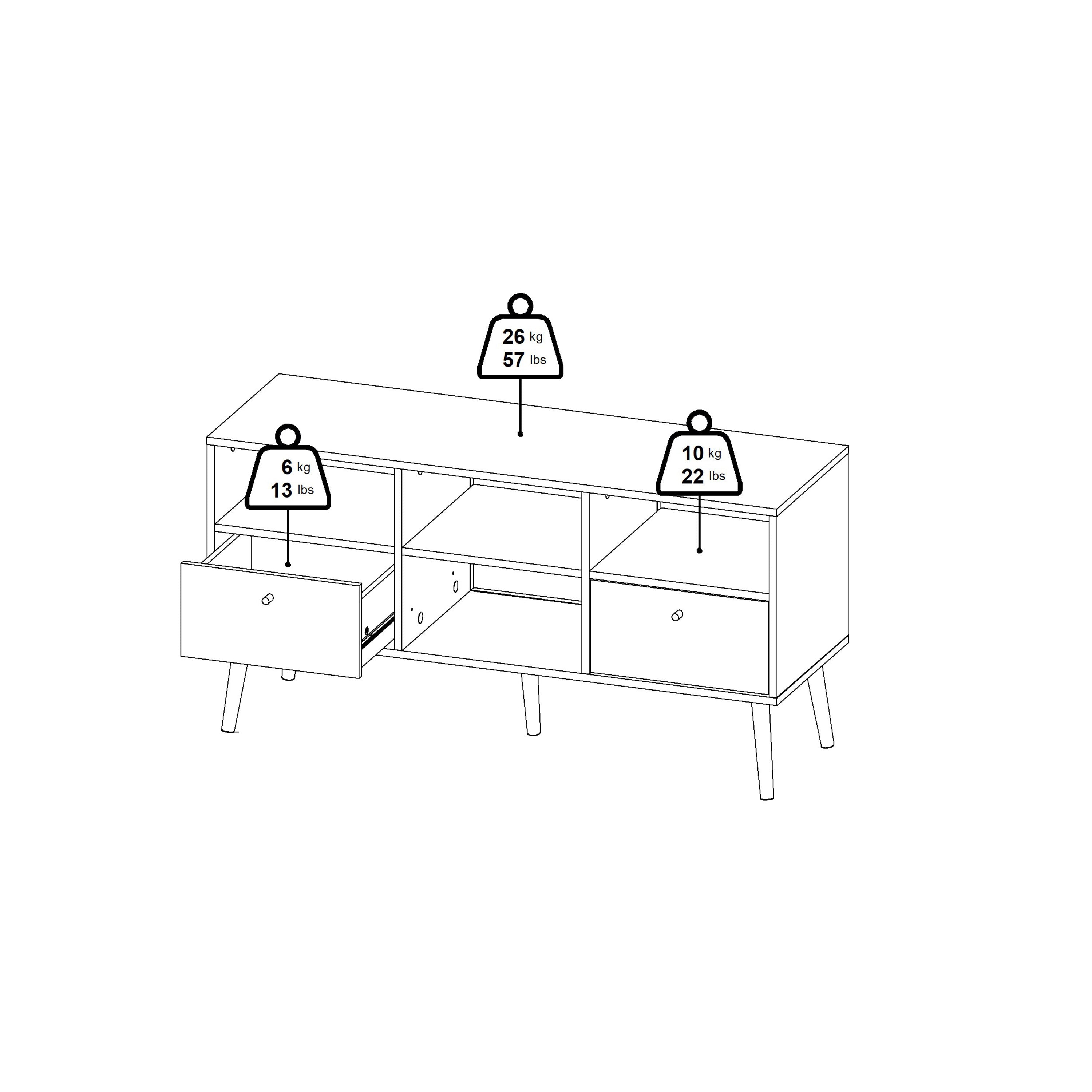 Cumbria TV-Unit 2 Drawers Dark Grey – FTG, view 6