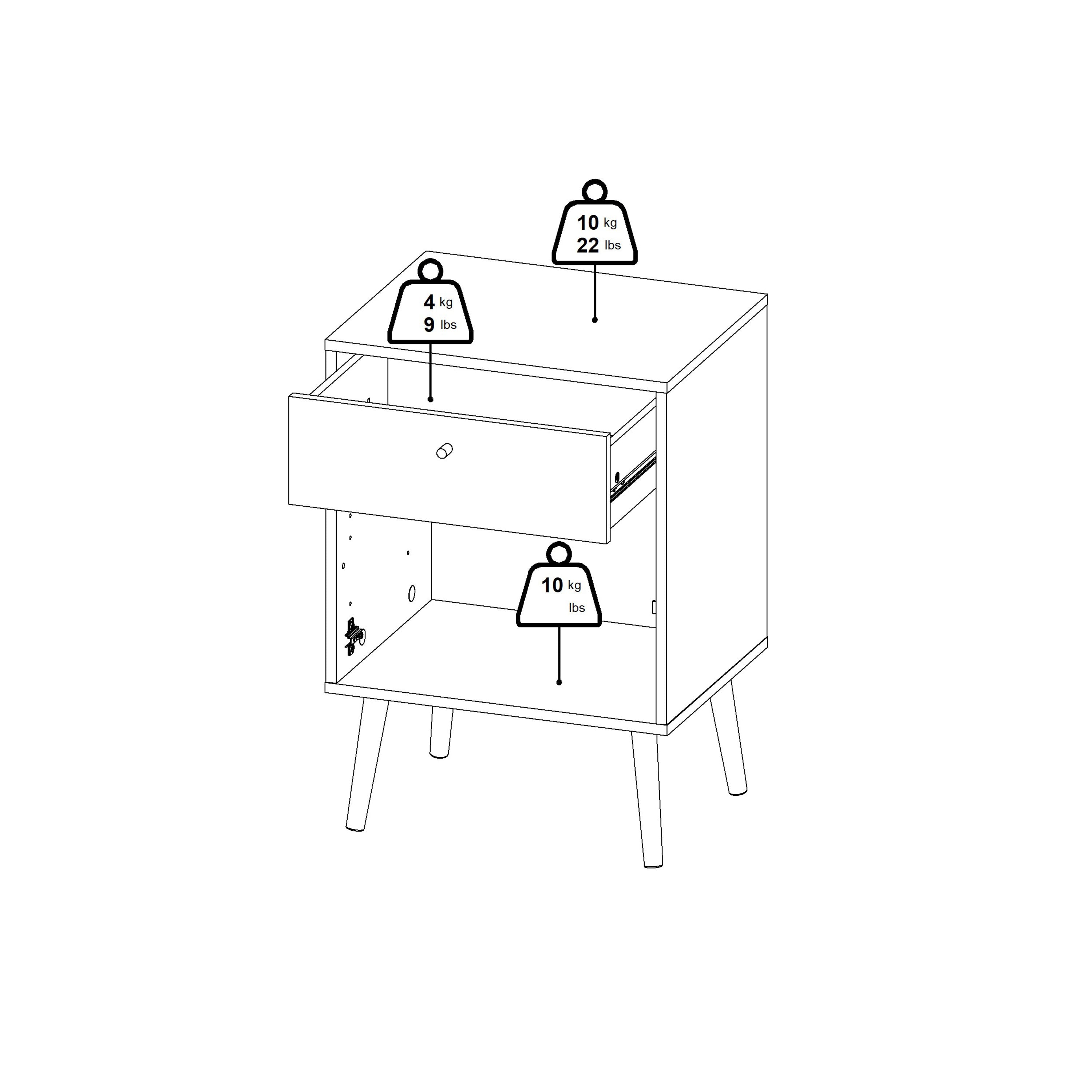 Cumbria Nightstand 1 Door + 1 Drawer Dark Grey – FTG, view 12