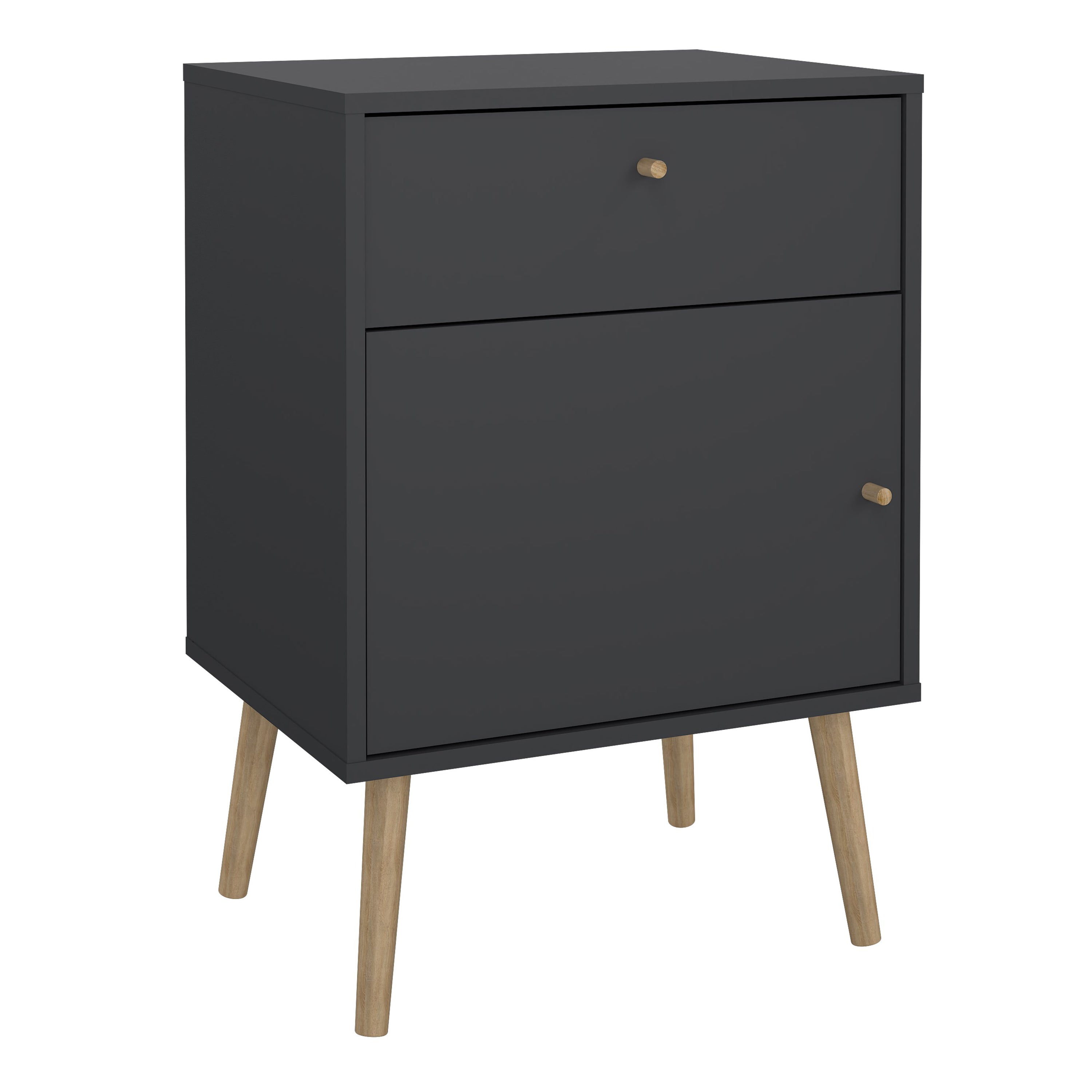 Cumbria Nightstand 1 Door + 1 Drawer Dark Grey – FTG