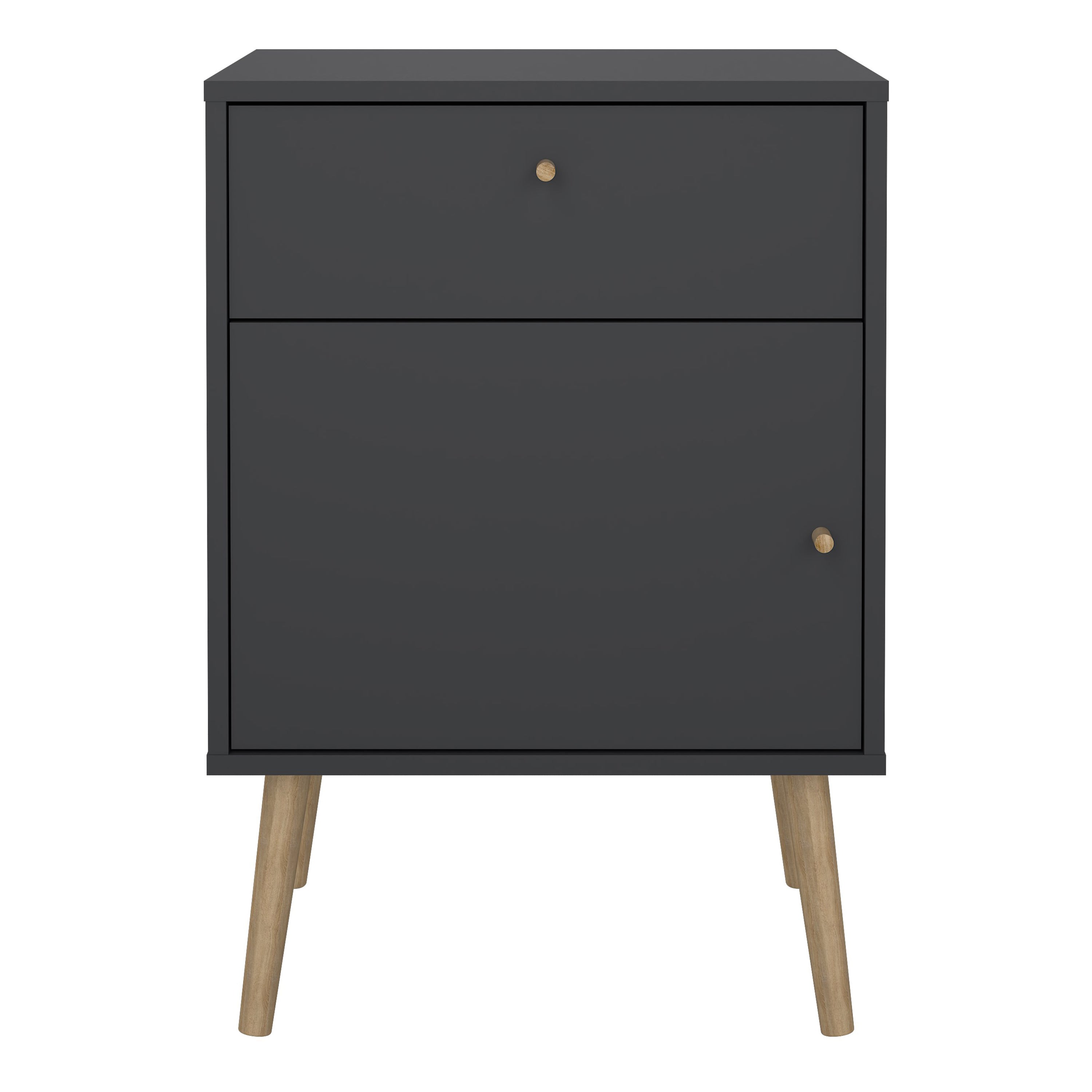Cumbria Nightstand 1 Door + 1 Drawer Dark Grey – FTG, view 2