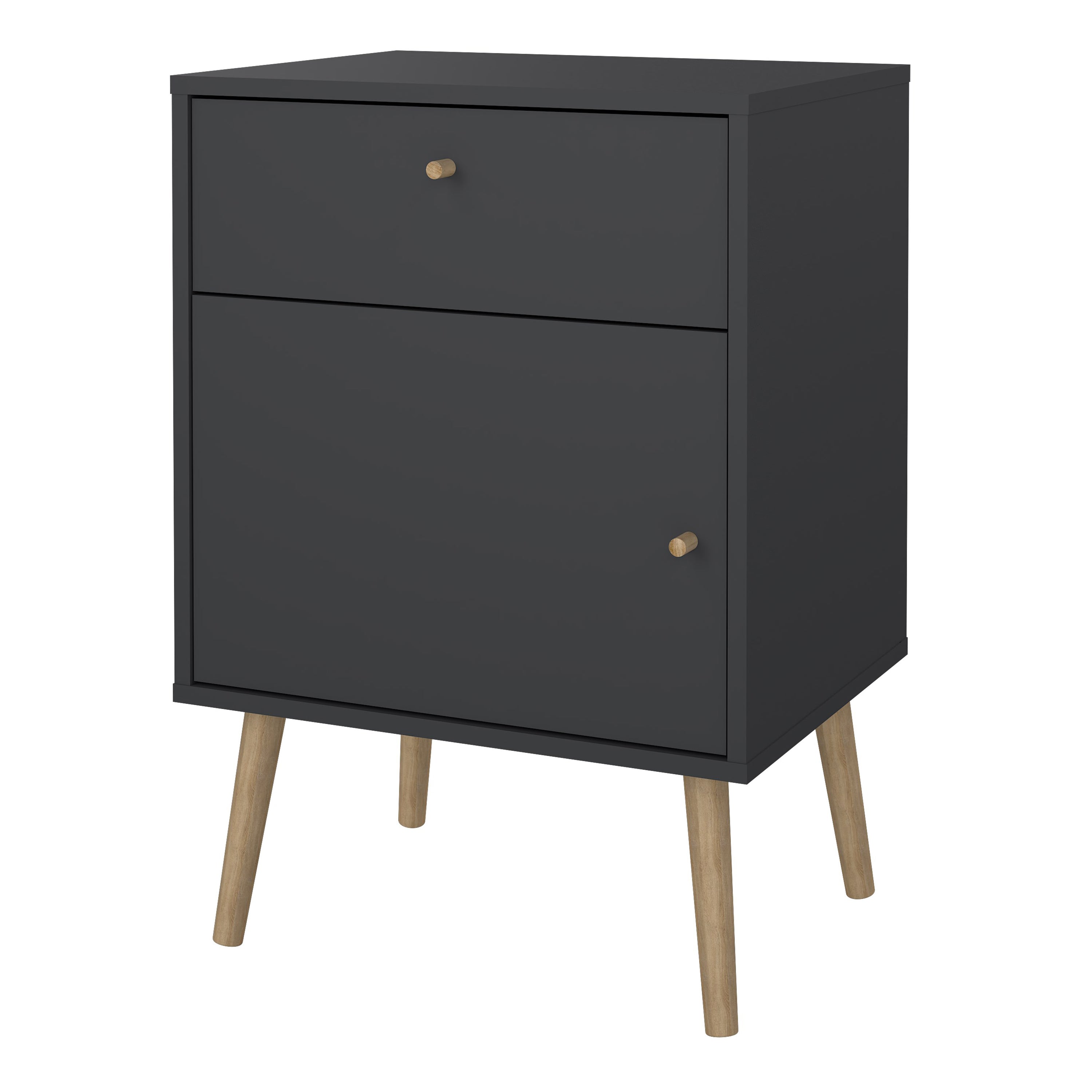 Cumbria Nightstand 1 Door + 1 Drawer Dark Grey – FTG, view 3