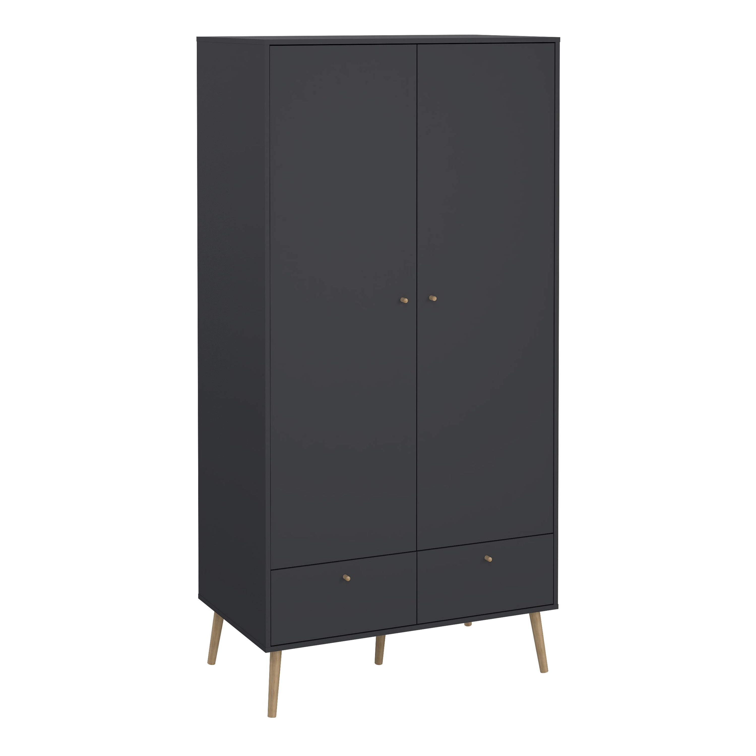 Cumbria Wardrobe with 2 Doors + 2 Drawers Dark Grey – FTG