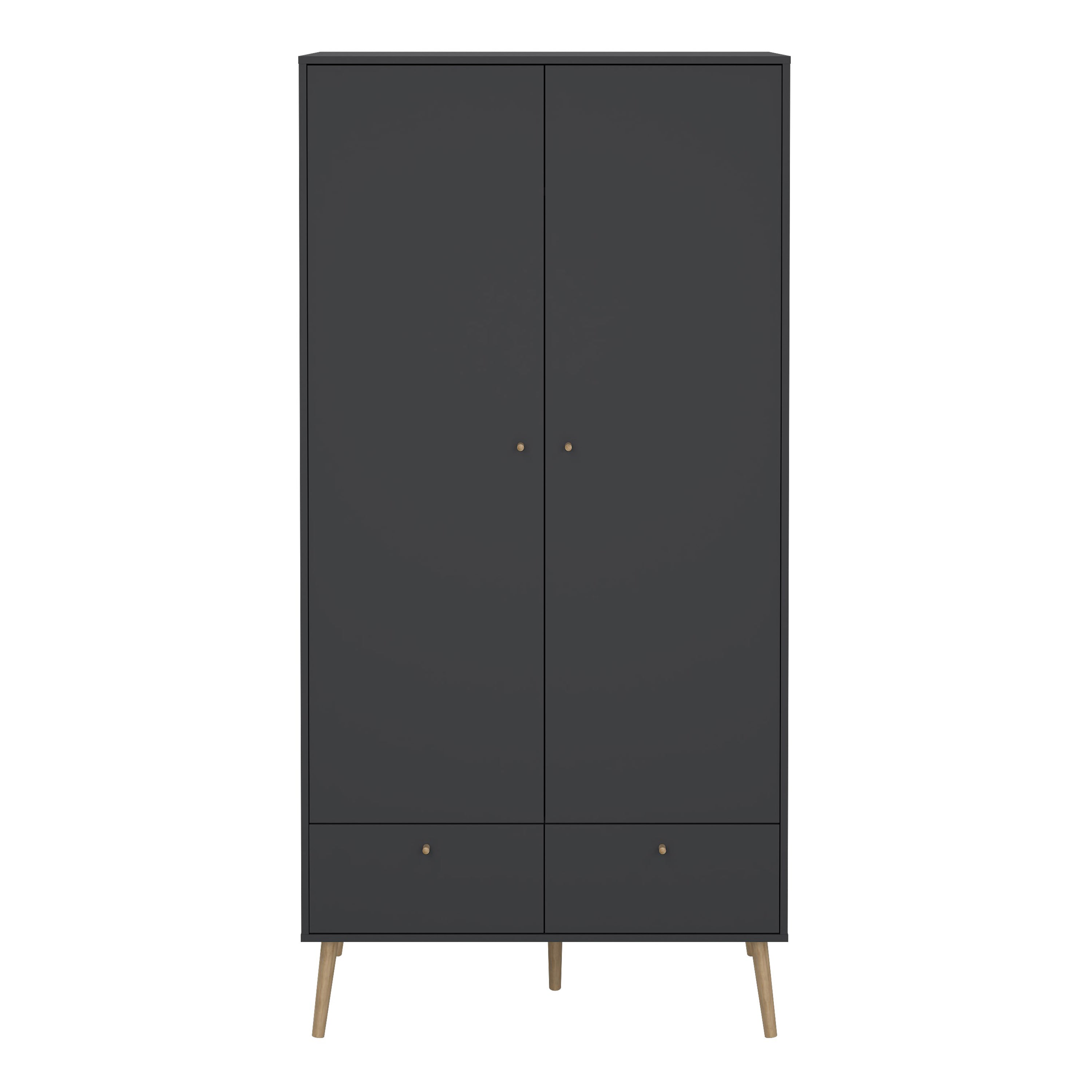 Cumbria Wardrobe with 2 Doors + 2 Drawers Dark Grey – FTG, view 2