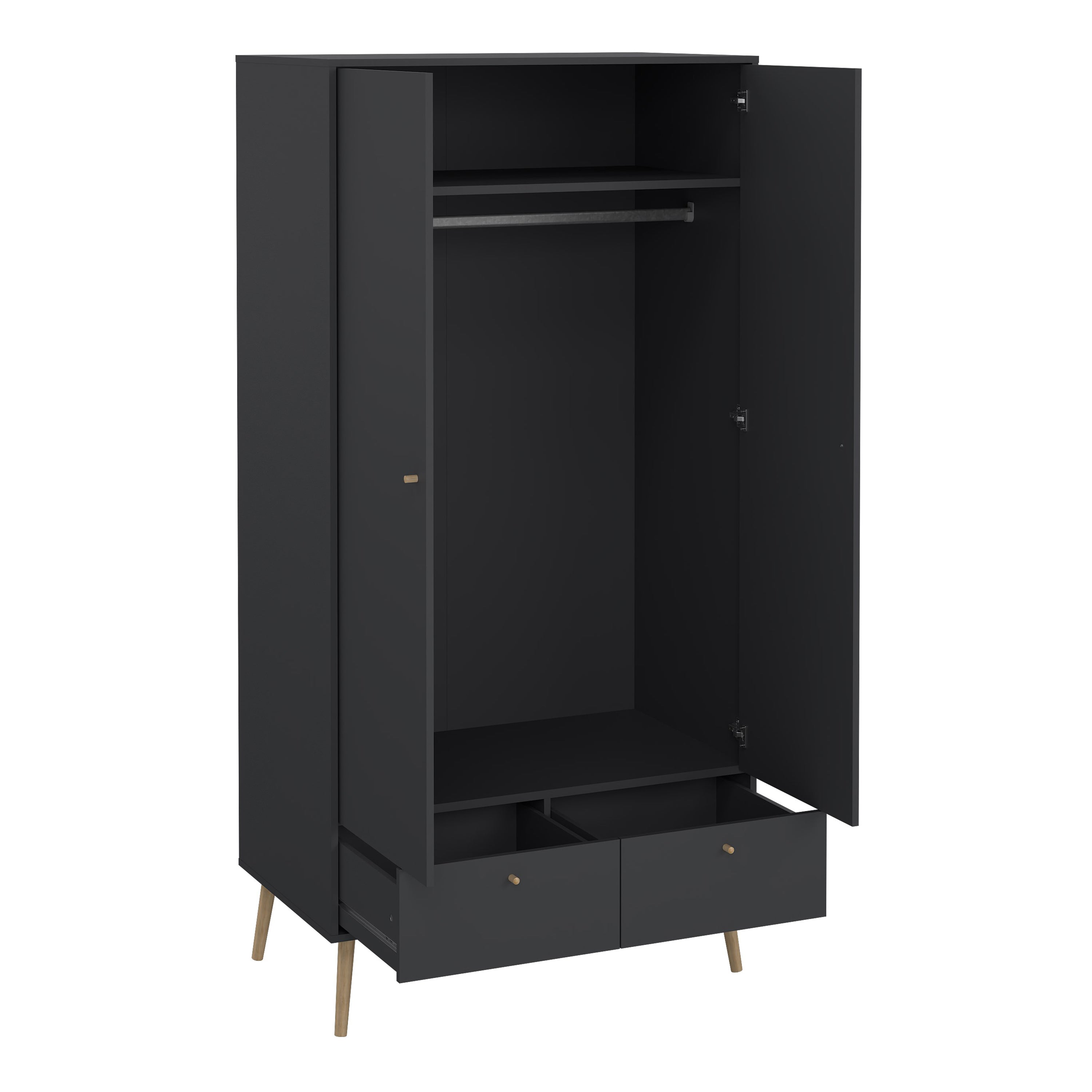 Cumbria Wardrobe with 2 Doors + 2 Drawers Dark Grey – FTG, view 5