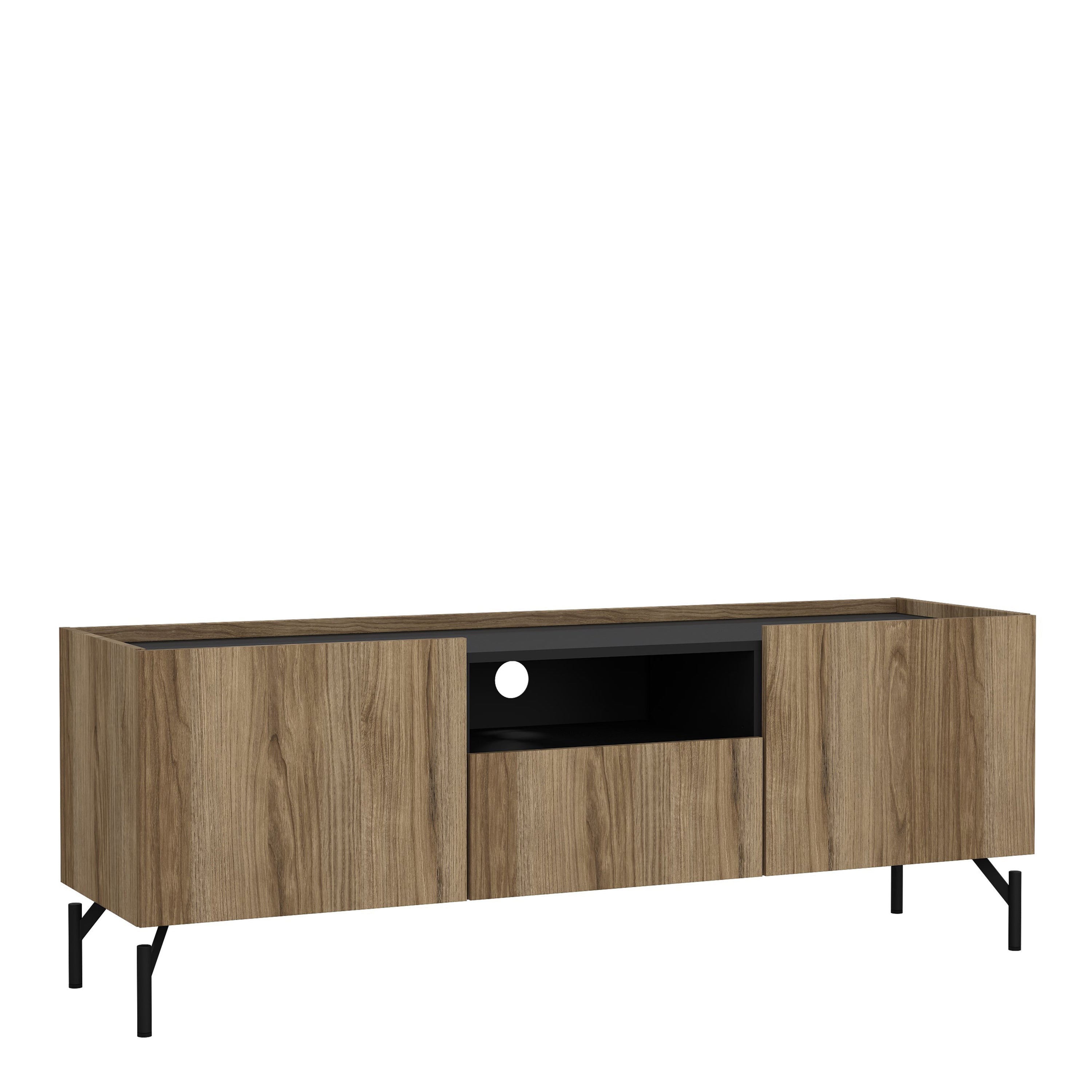 Kendall TV-Unit with 2 Doors + 1 Drawer Oak and Black – FTG