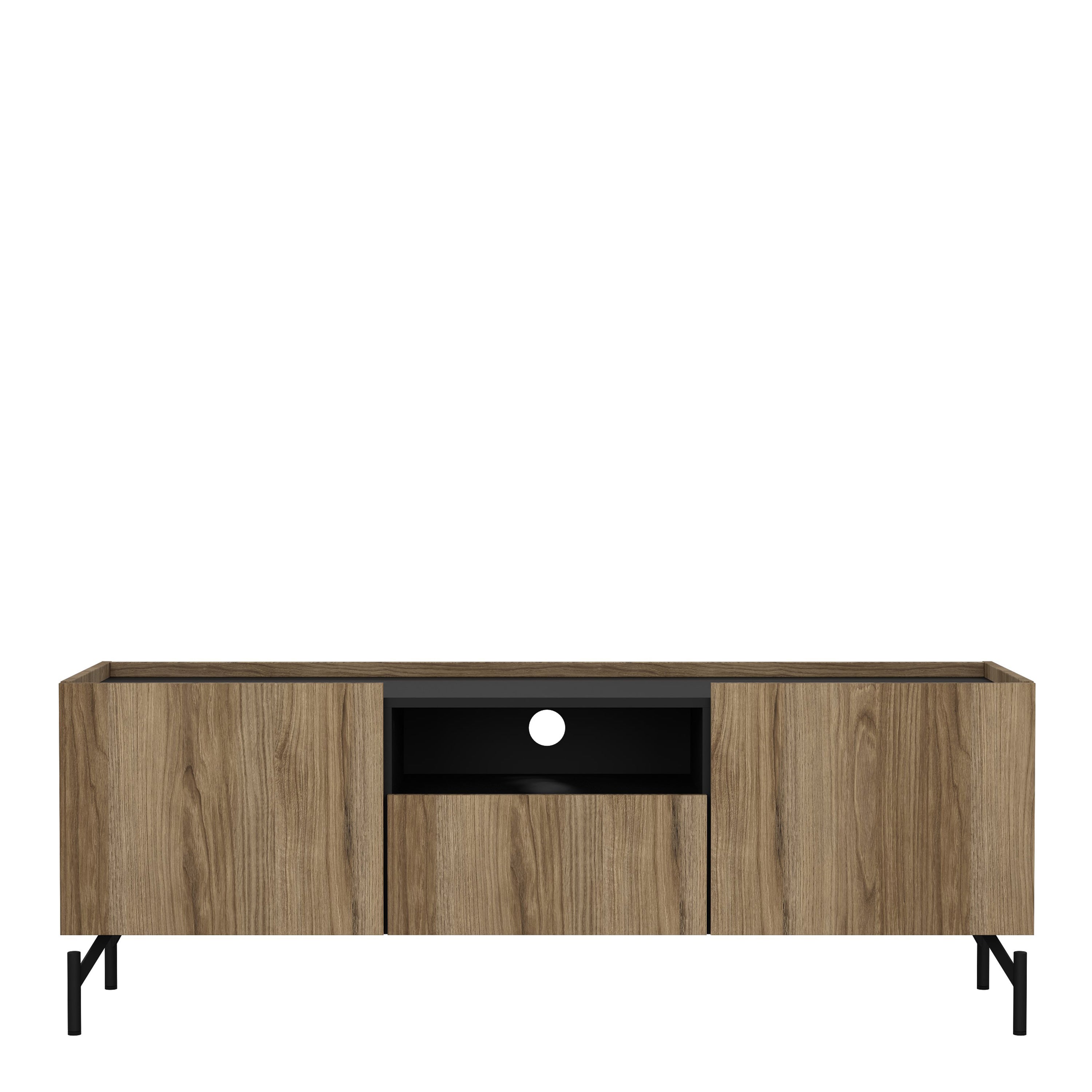 Kendall TV-Unit with 2 Doors + 1 Drawer Oak and Black – FTG, view 2