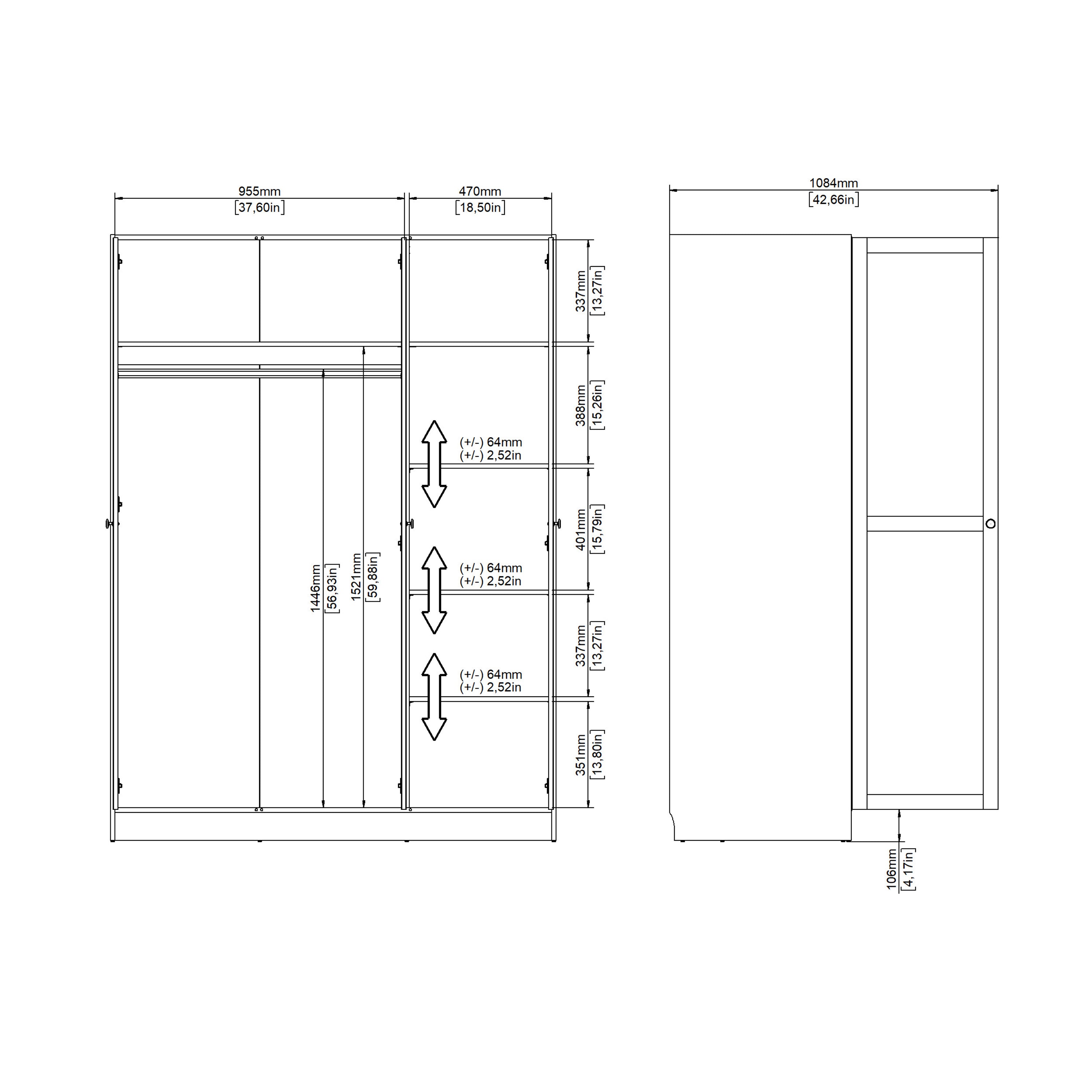 Brande Wardrobe with 3 Frame Doors in Jackson Hickory Oak – FTG, view 5