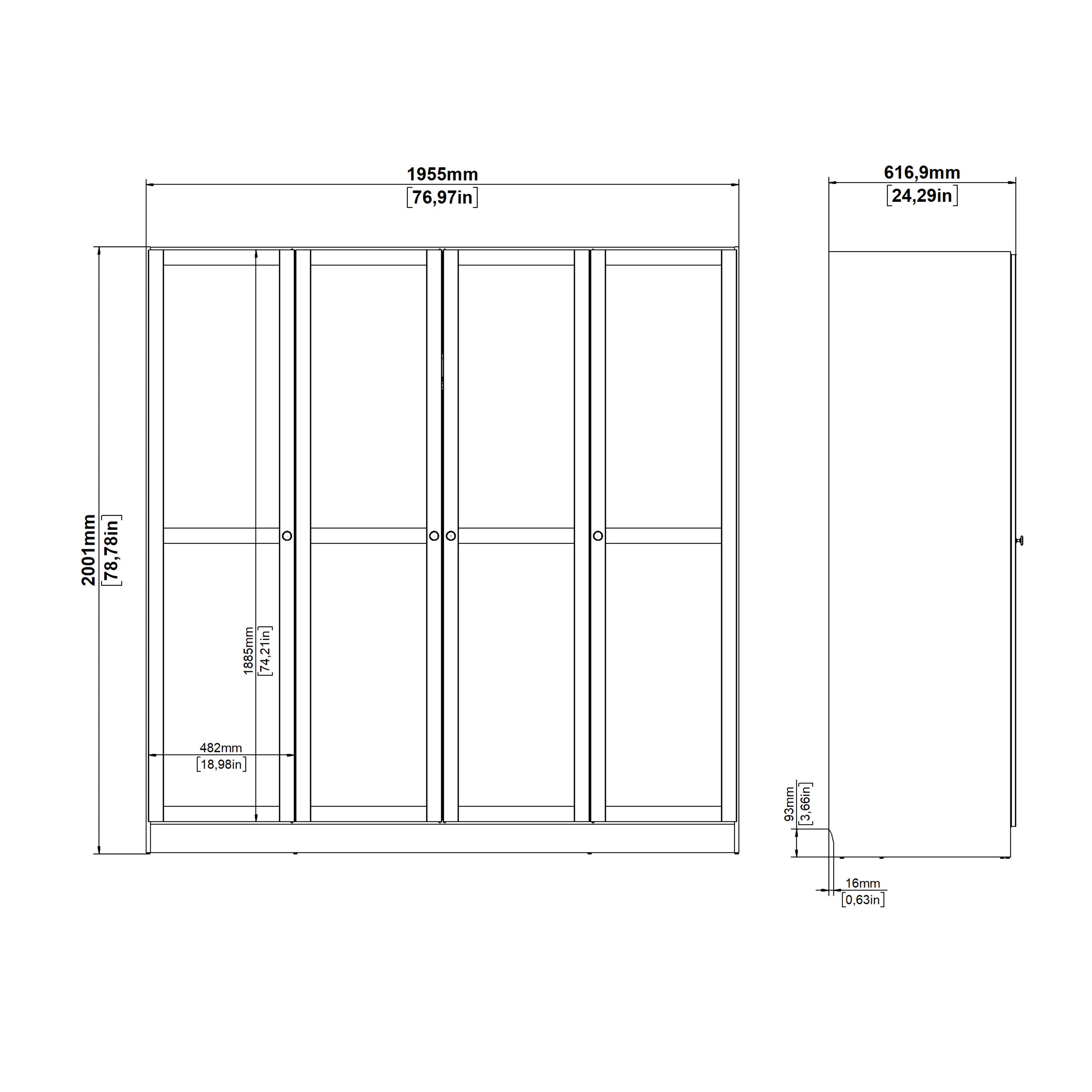 Brande Wardrobe with 4 Frame Doors in White – FTG, view 12
