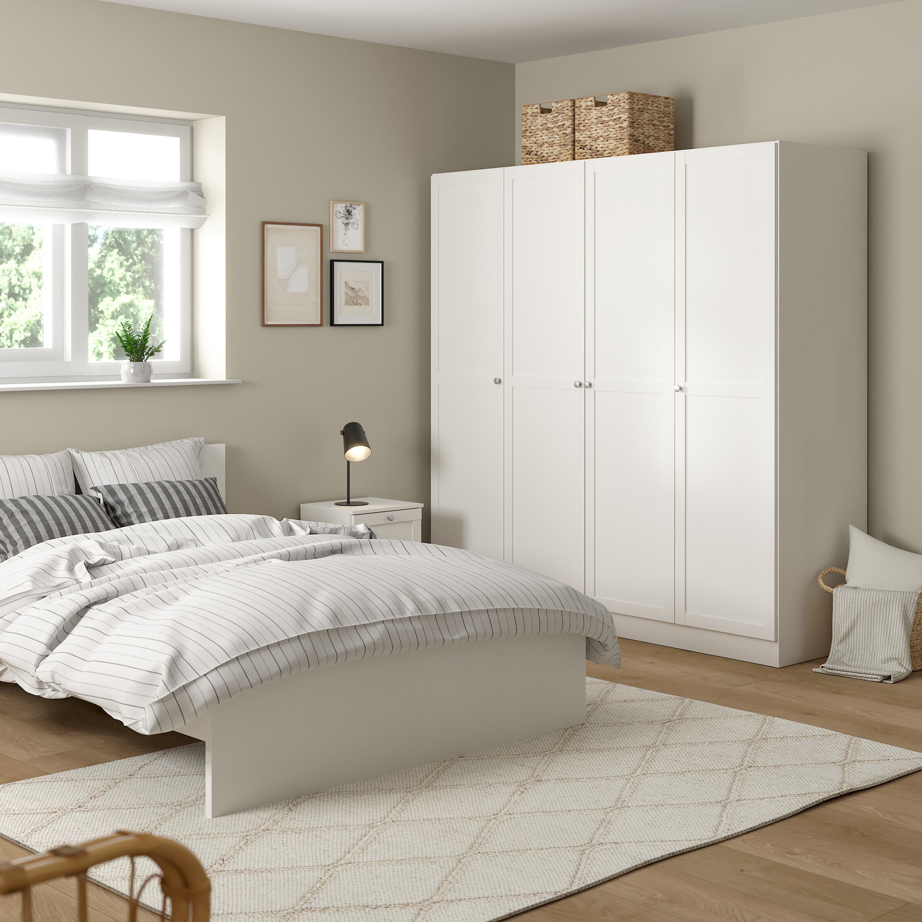 Brande Wardrobe with 4 Frame Doors in White – FTG, view 7