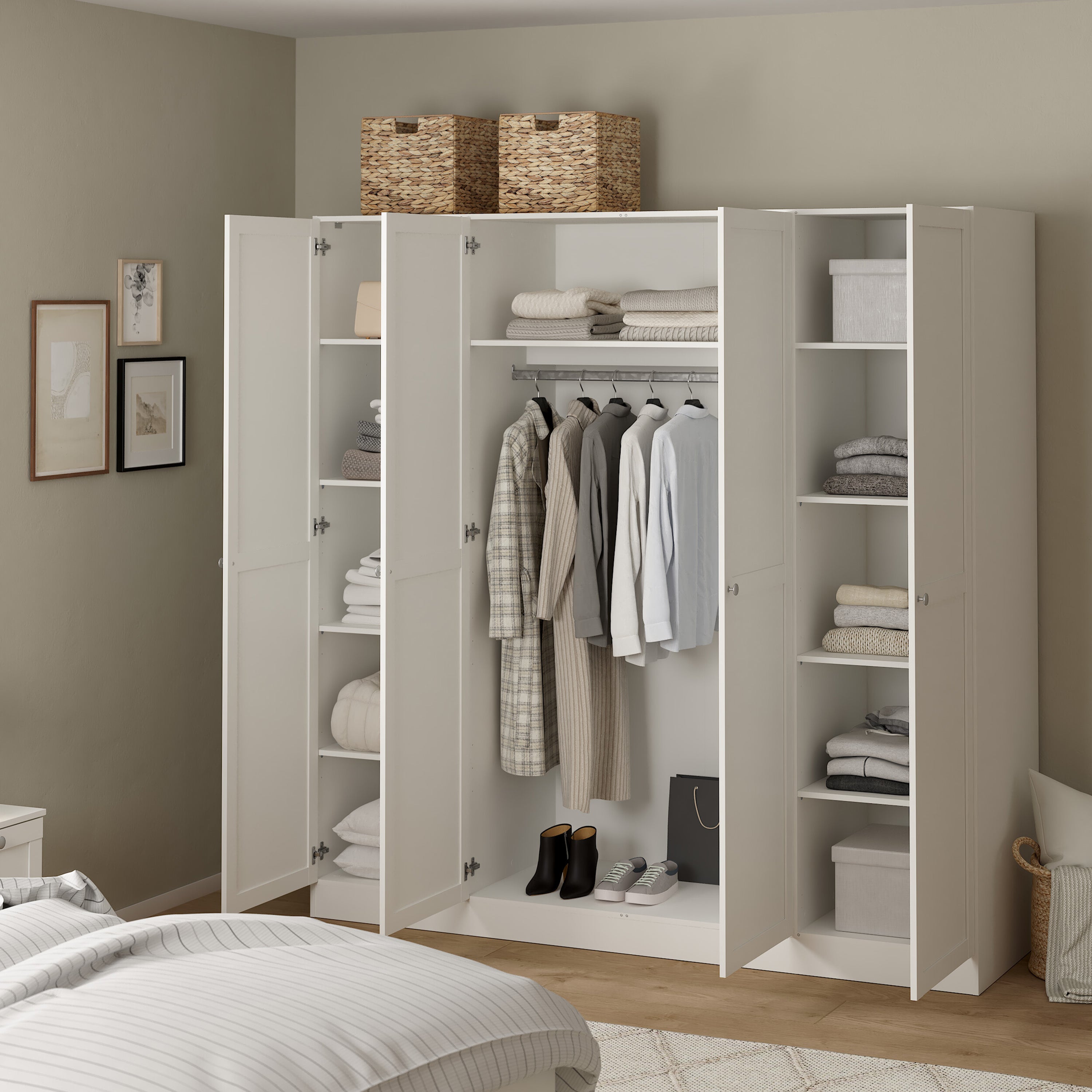 Brande Wardrobe with 4 Frame Doors in White – FTG, view 9