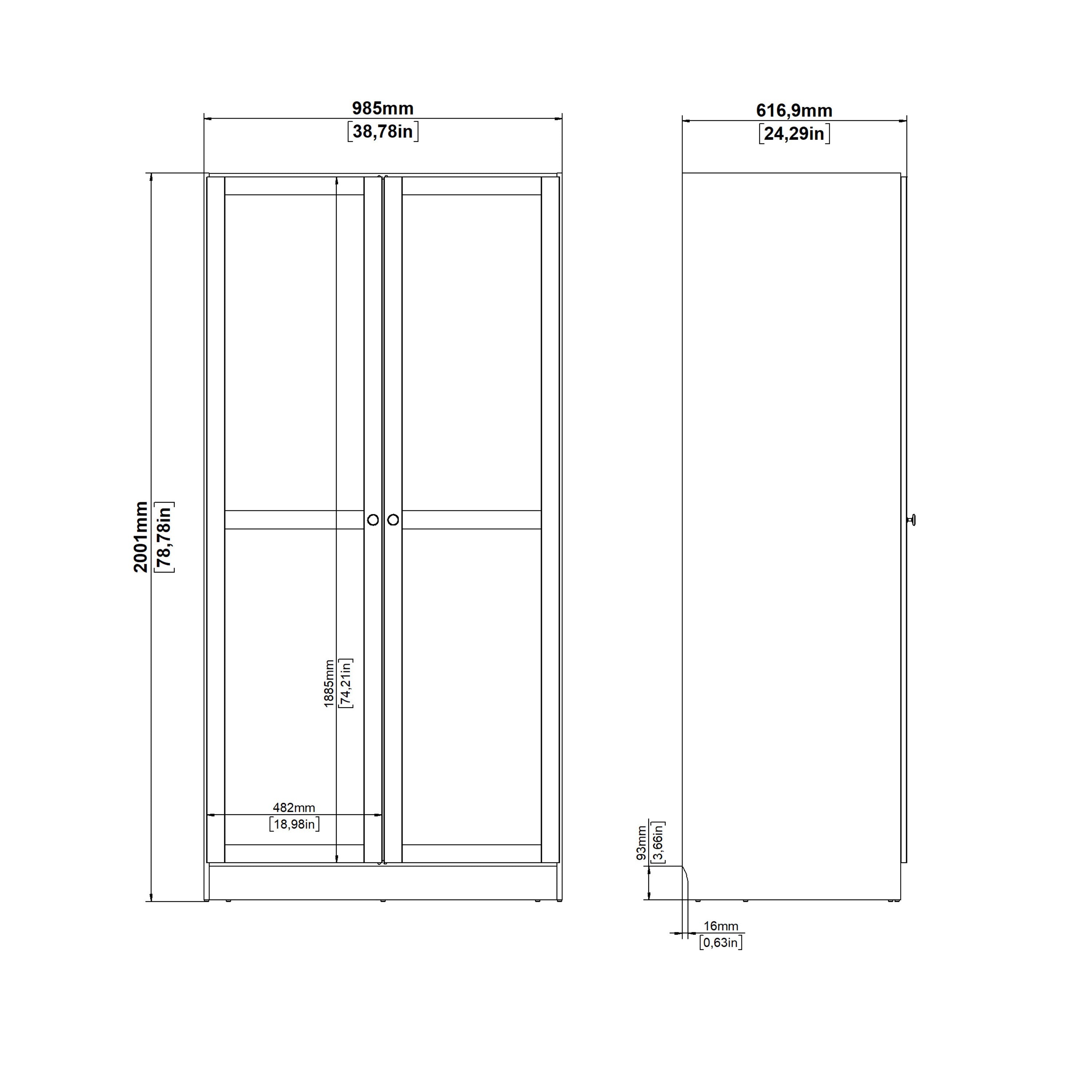 Brande Wardrobe with 2 Frame Doors in White – FTG, view 6