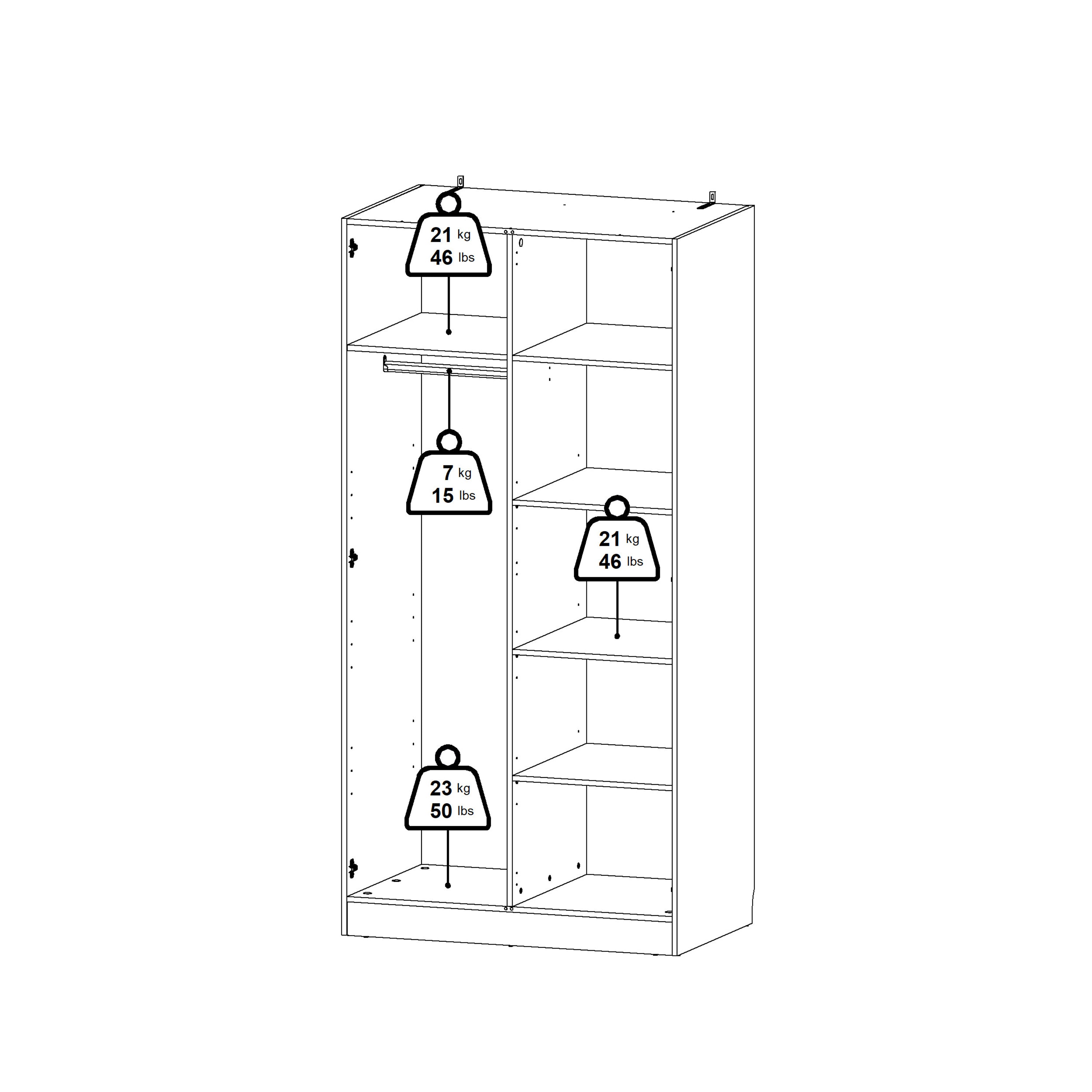 Brande Wardrobe with 2 Frame Doors in White – FTG, view 8