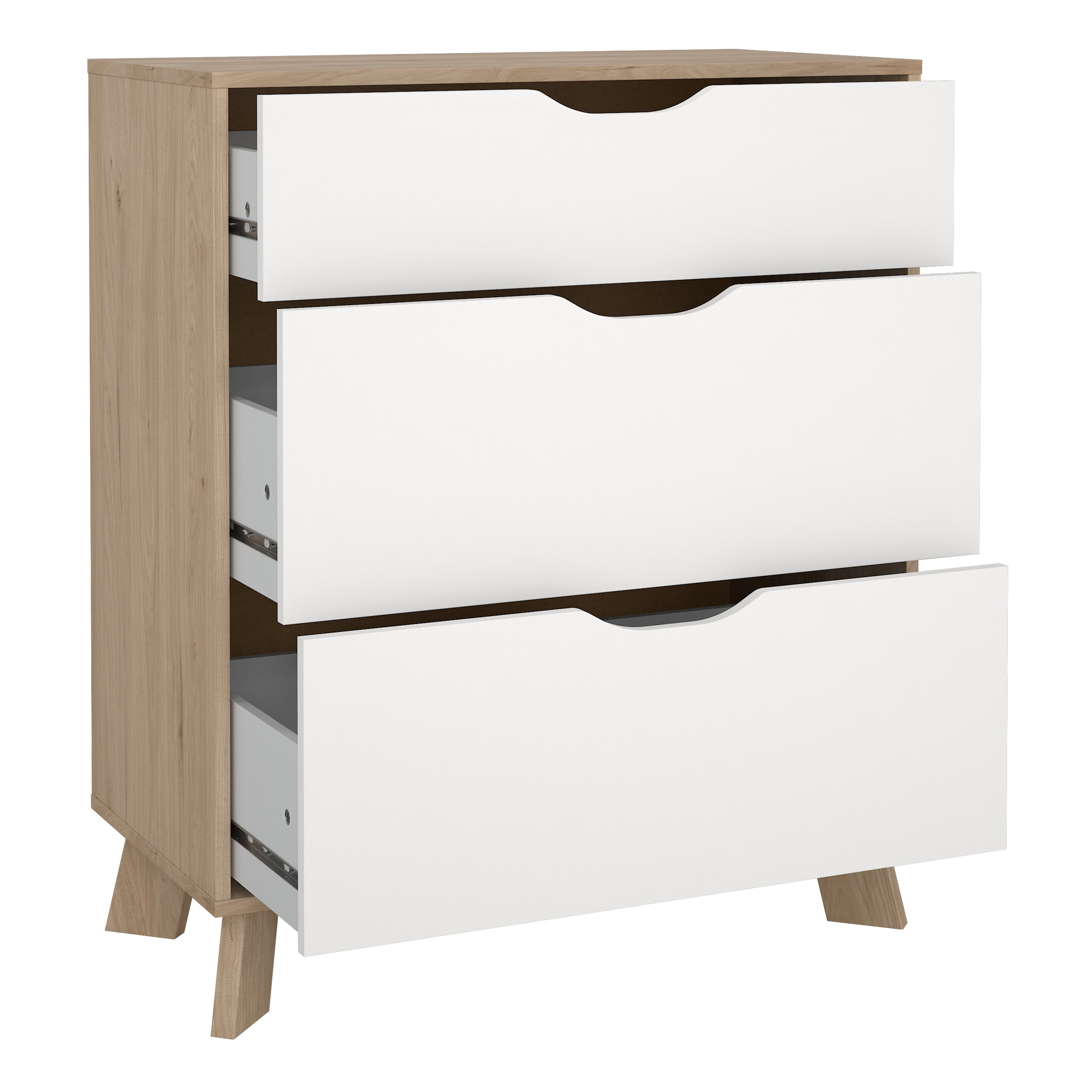 Ikast Chest 3 Drawers in Jackson Hickory and White – FTG, view 5
