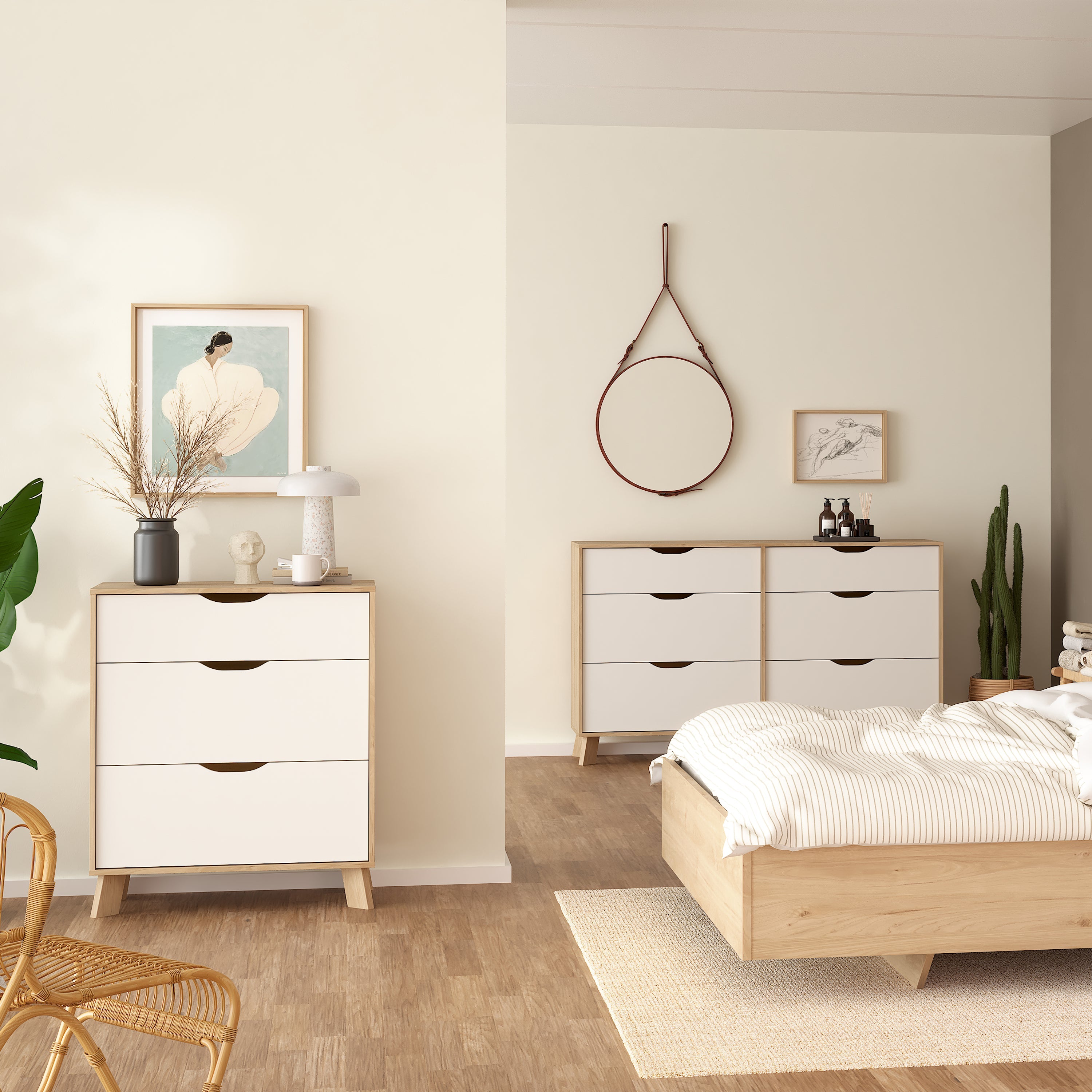 Ikast Chest 3 Drawers in Jackson Hickory and White – FTG, view 6