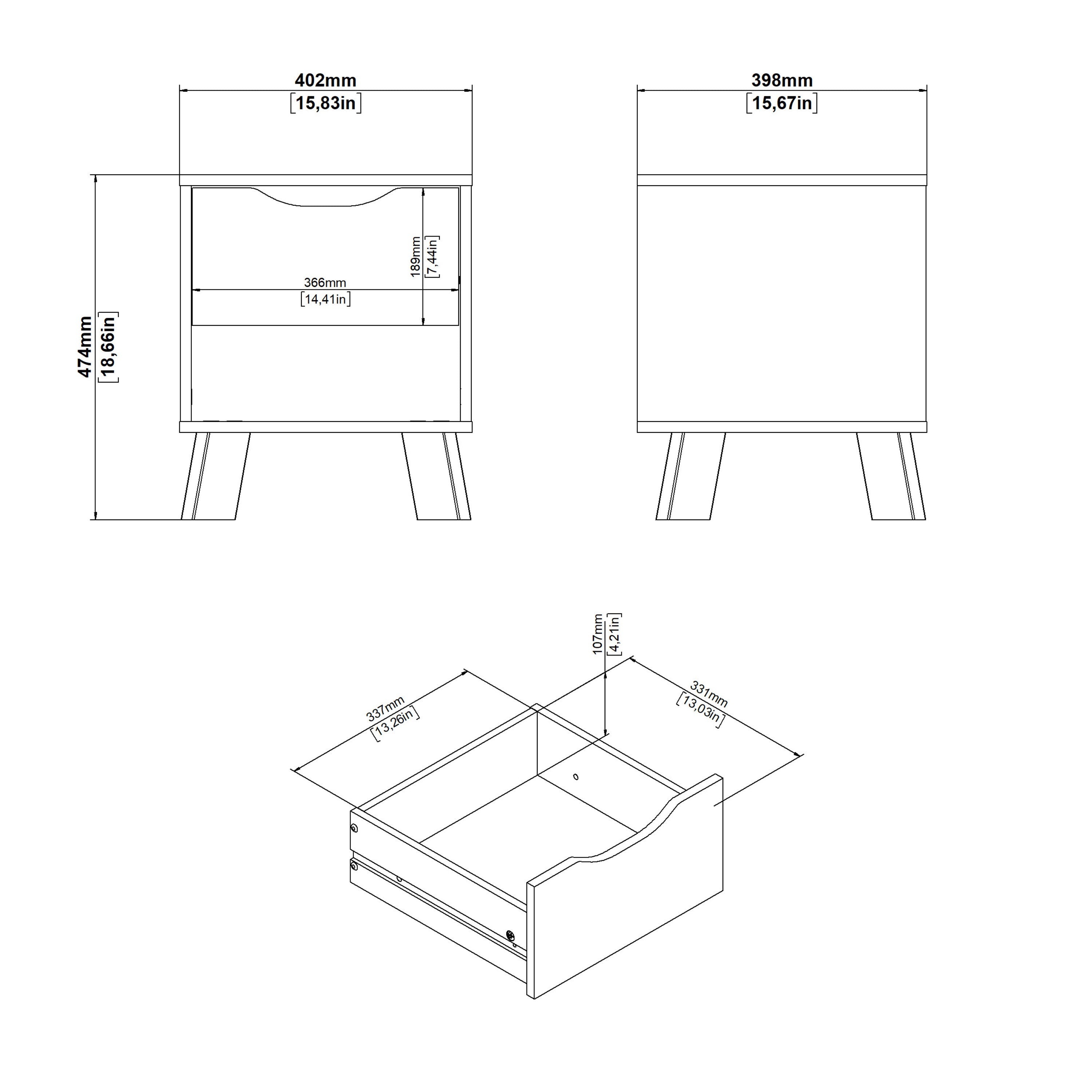 Ikast Nightstand 1 Drawer in Jackson Hickory and White – FTG, view 13
