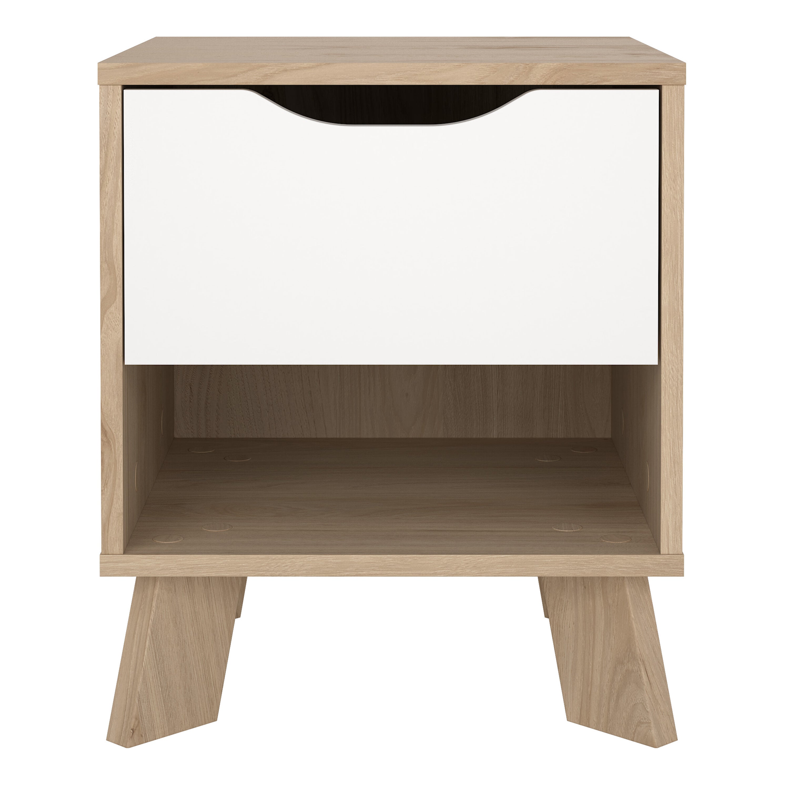 Ikast Nightstand 1 Drawer in Jackson Hickory and White – FTG, view 2