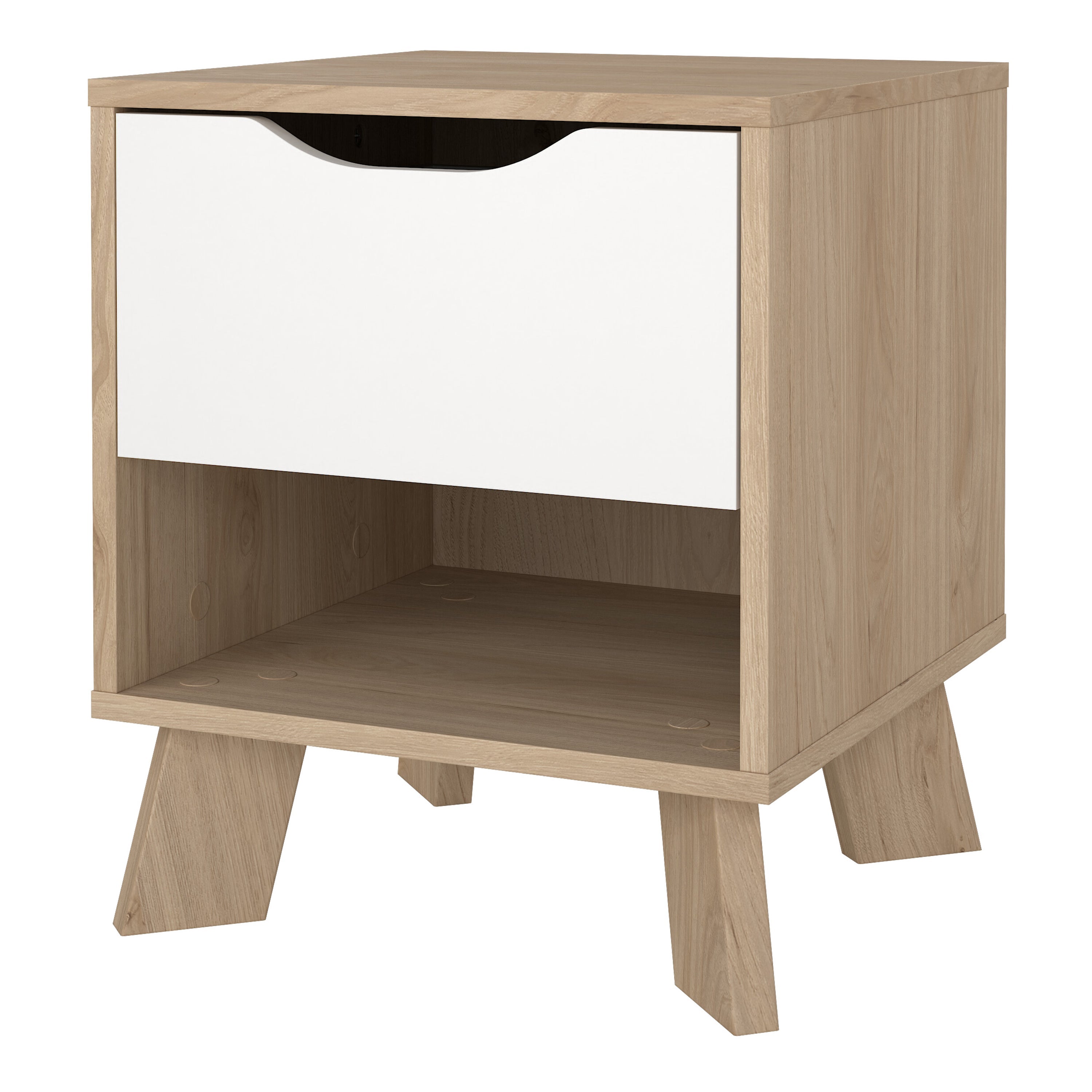 Ikast Nightstand 1 Drawer in Jackson Hickory and White – FTG, view 3