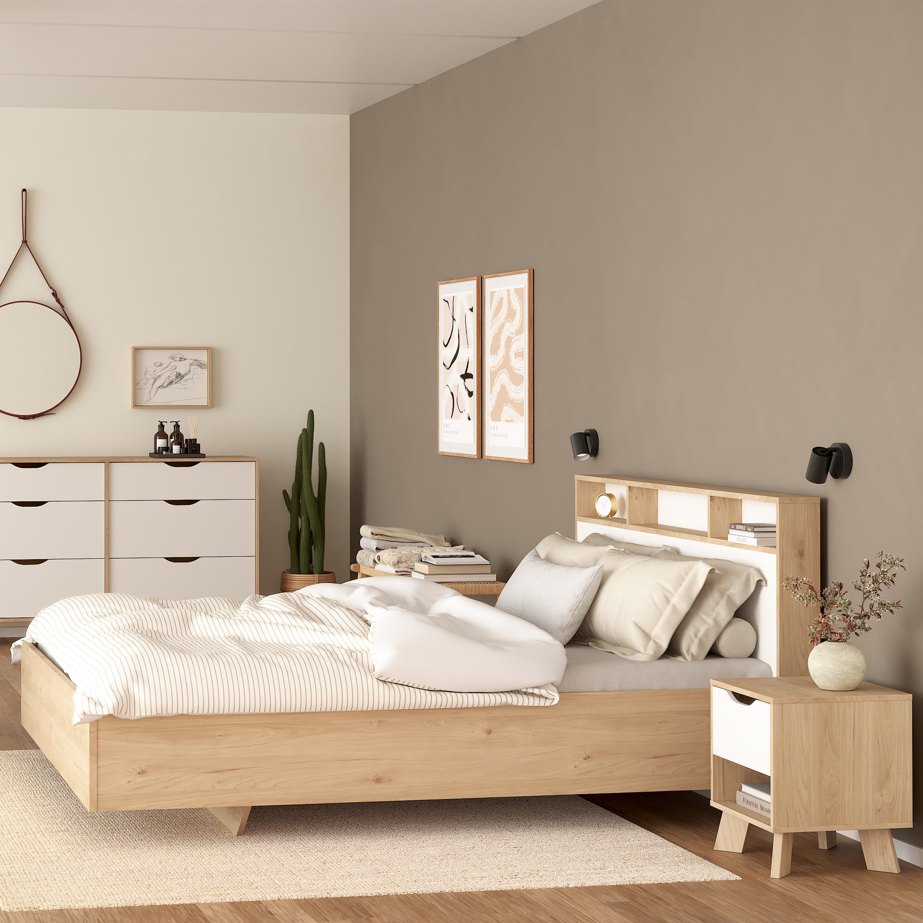 Ikast Nightstand 1 Drawer in Jackson Hickory and White – FTG, view 7