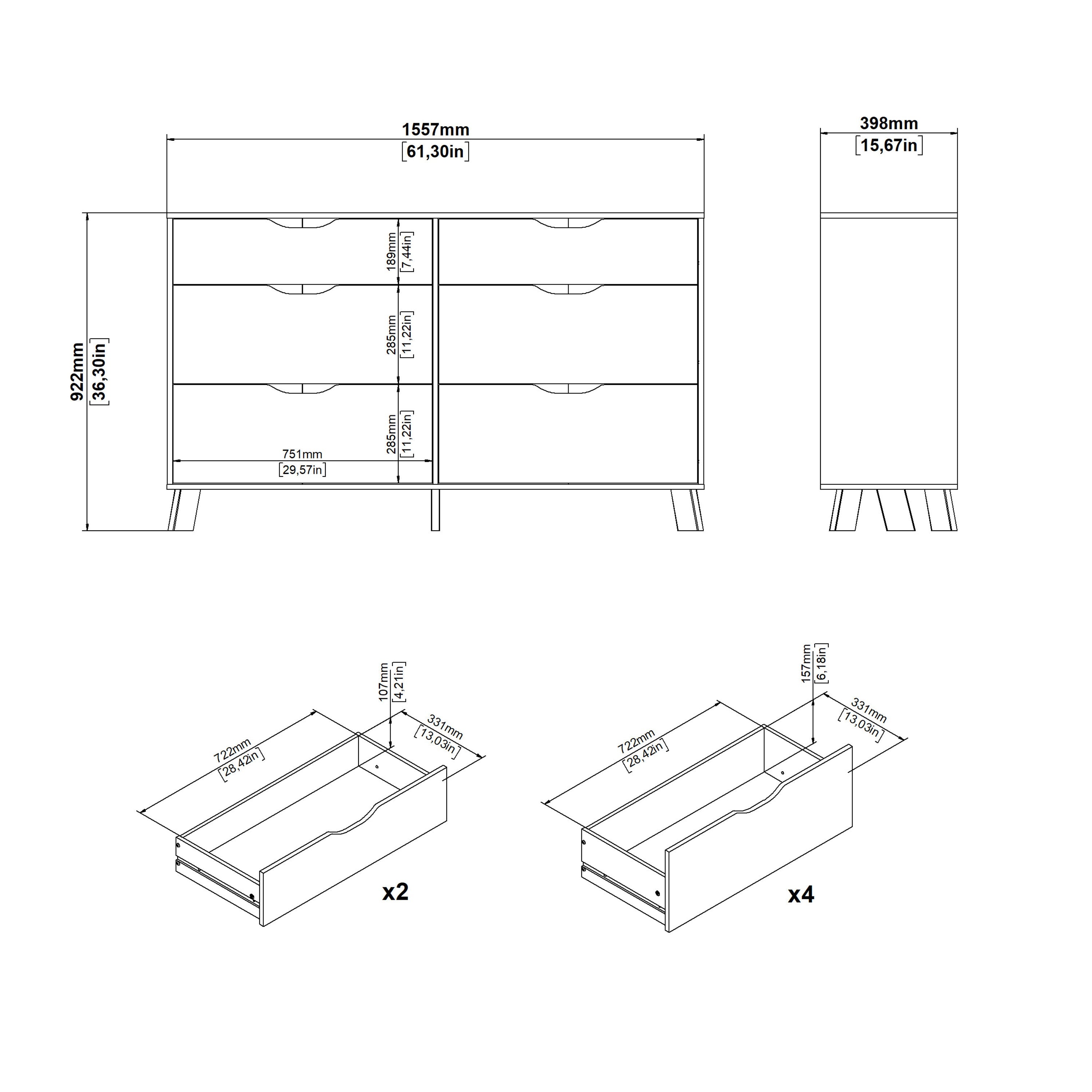 Ikast 6 Drawers Double Dresser in Jackson Hickory and White – FTG, view 12