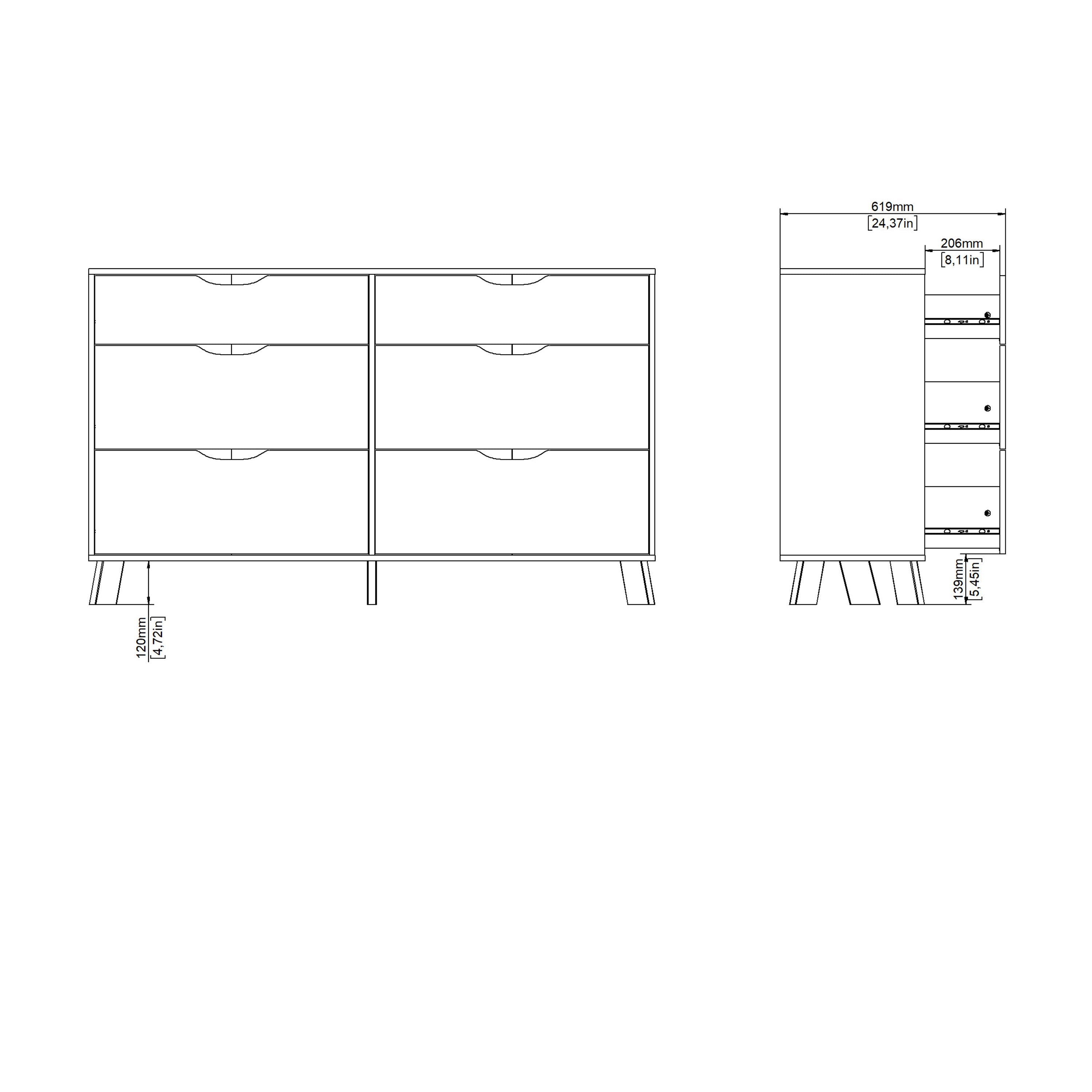 Ikast 6 Drawers Double Dresser in Jackson Hickory and White – FTG, view 13