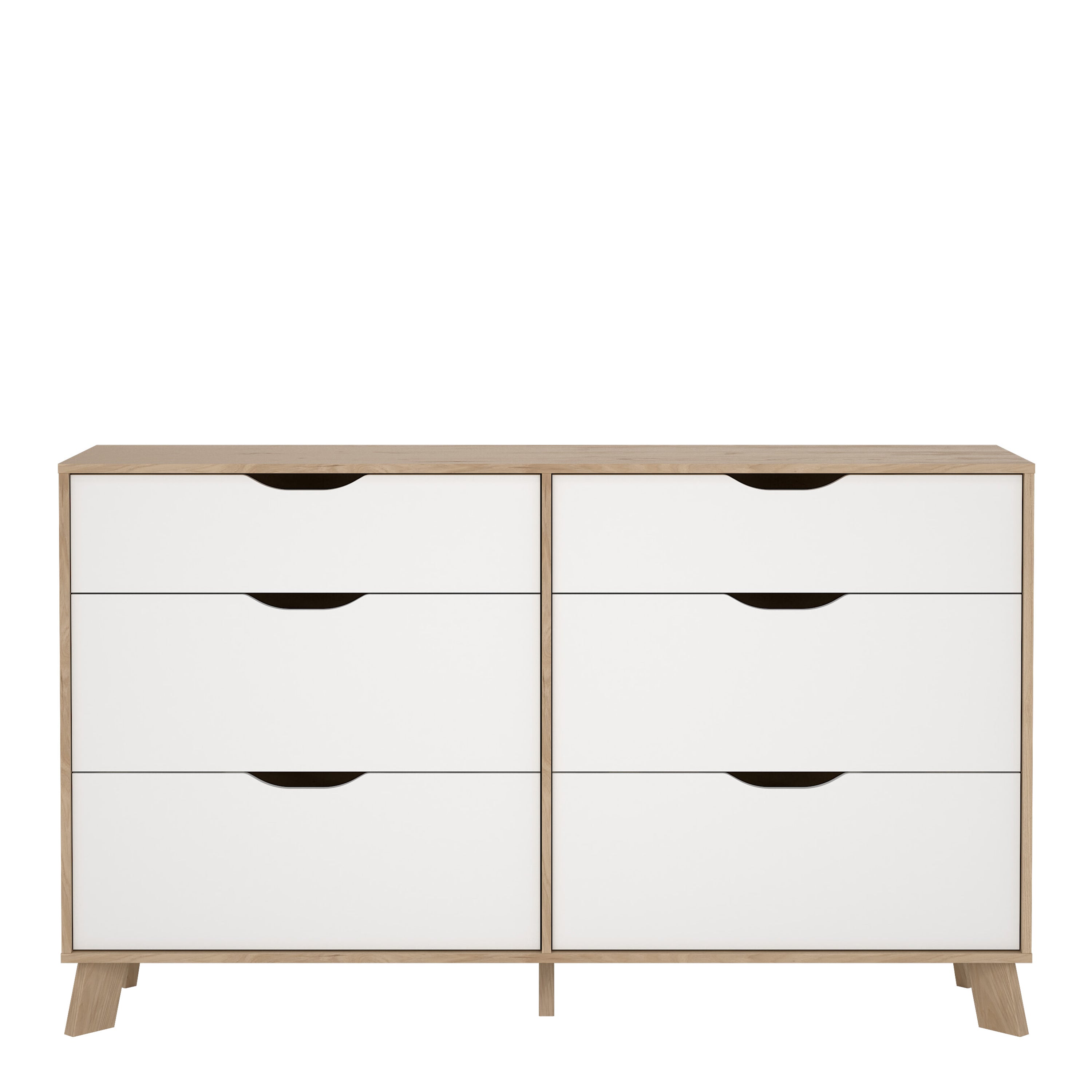 Ikast 6 Drawers Double Dresser in Jackson Hickory and White – FTG, view 2