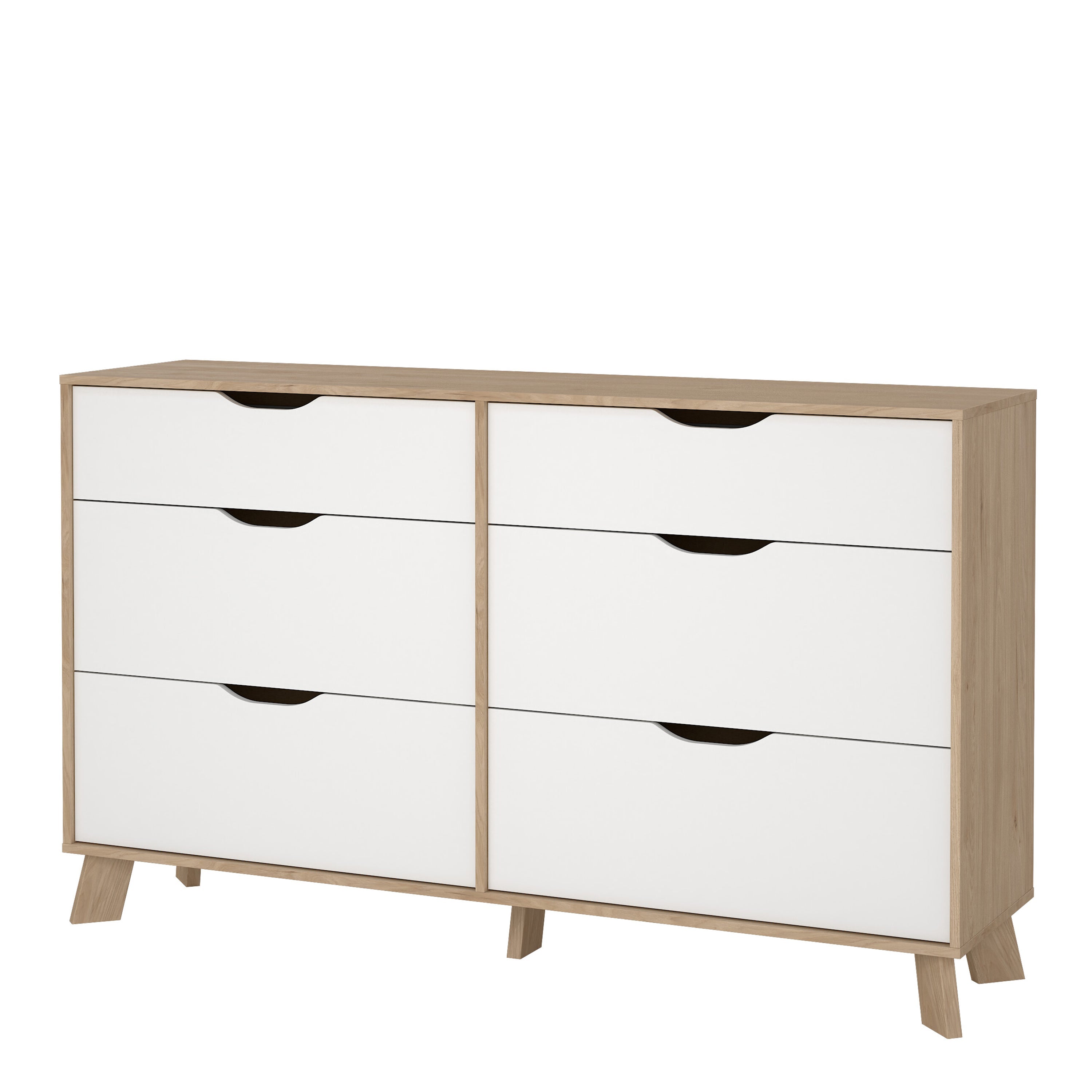 Ikast 6 Drawers Double Dresser in Jackson Hickory and White – FTG, view 3
