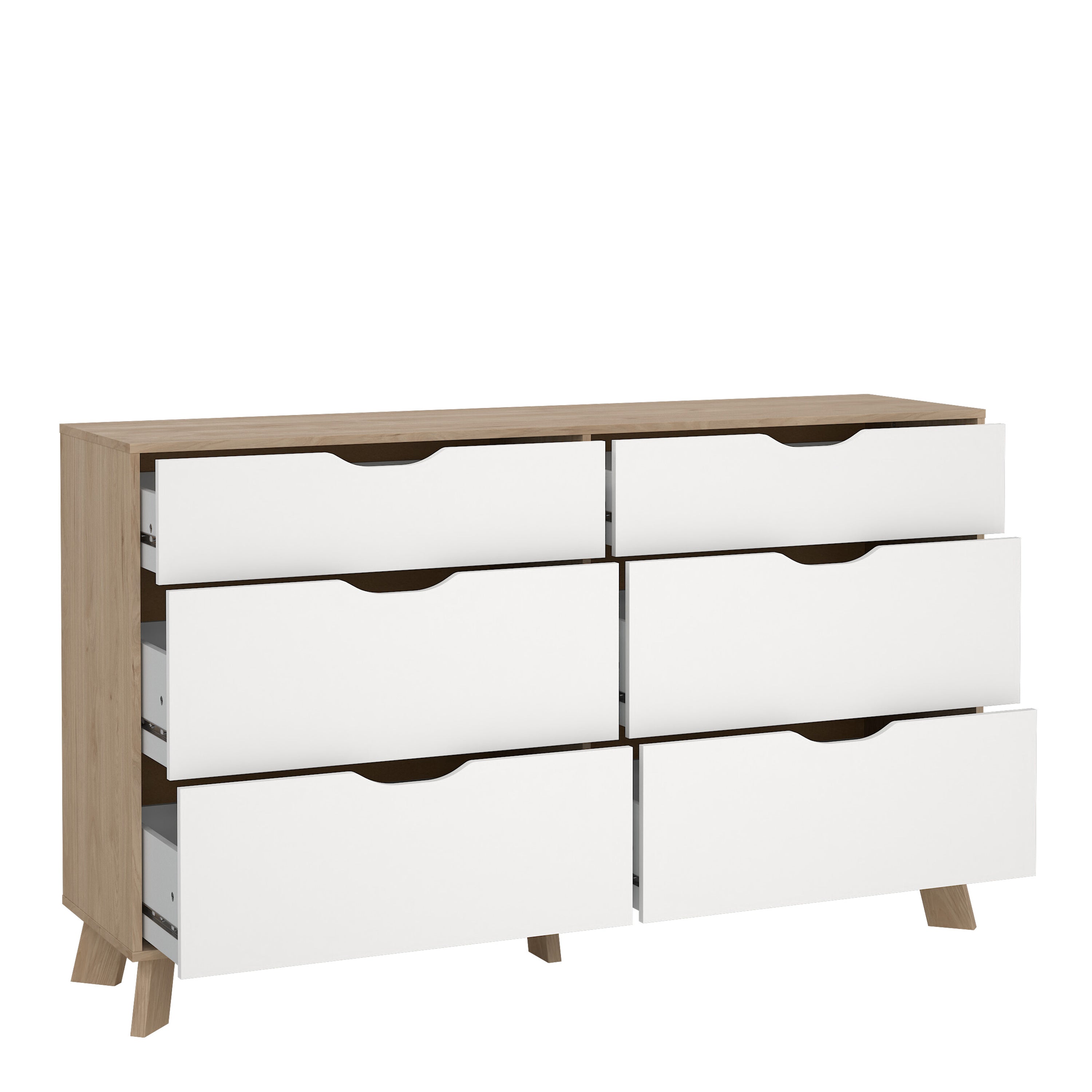 Ikast 6 Drawers Double Dresser in Jackson Hickory and White – FTG, view 6