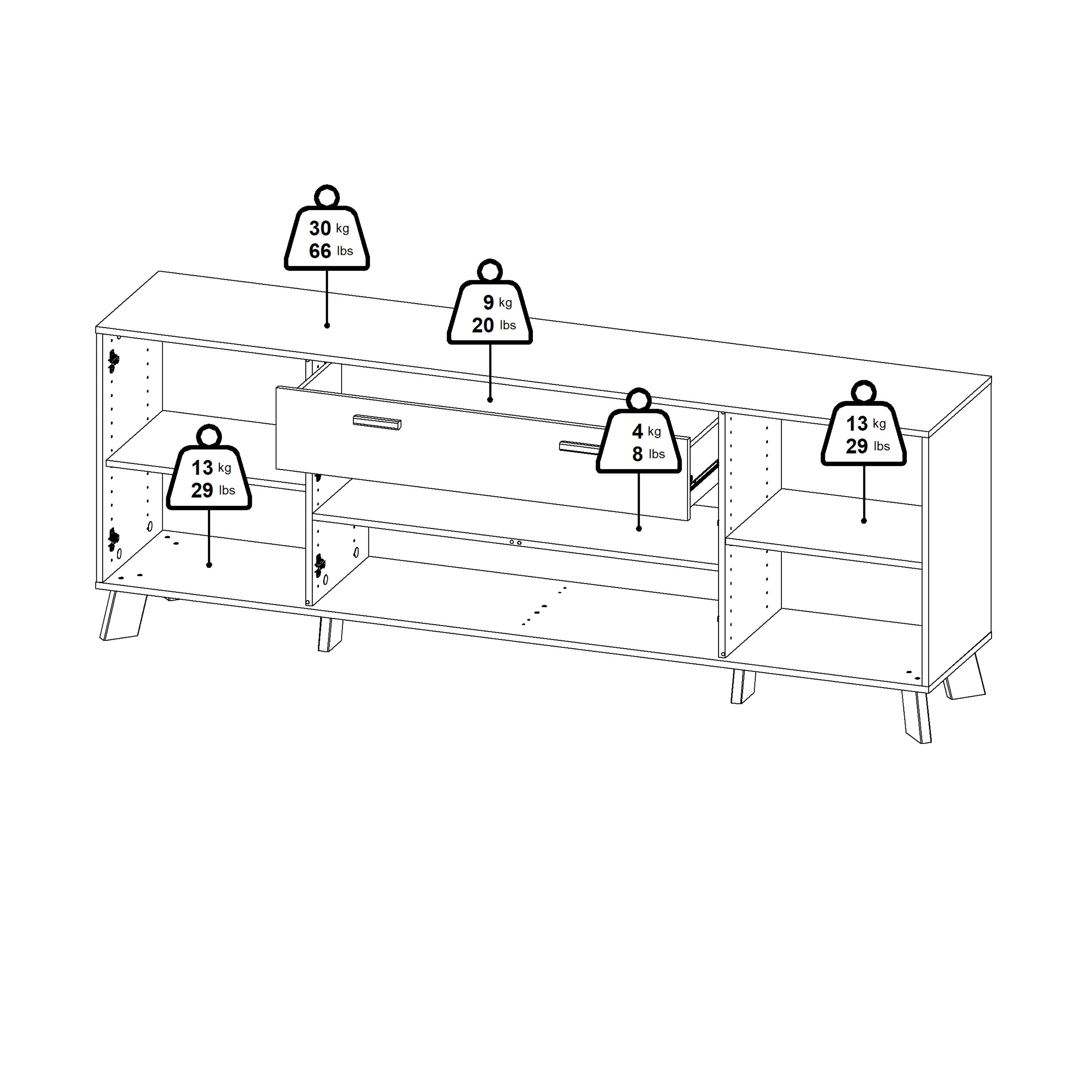 Ikast Sideboard 4 Doors + 1 Drawer in Jackson Hickory and White – FTG, view 13
