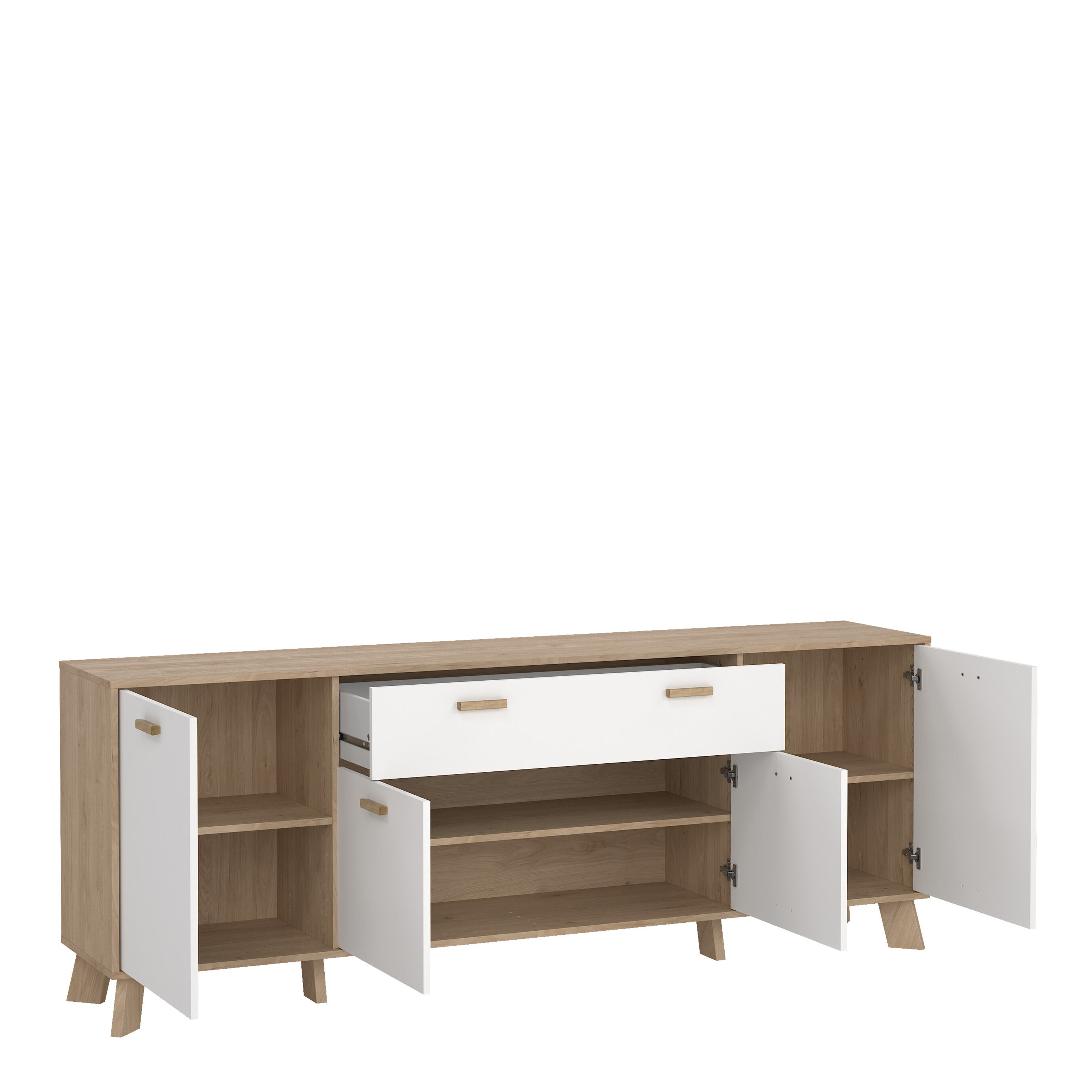 Ikast Sideboard 4 Doors + 1 Drawer in Jackson Hickory and White – FTG, view 6