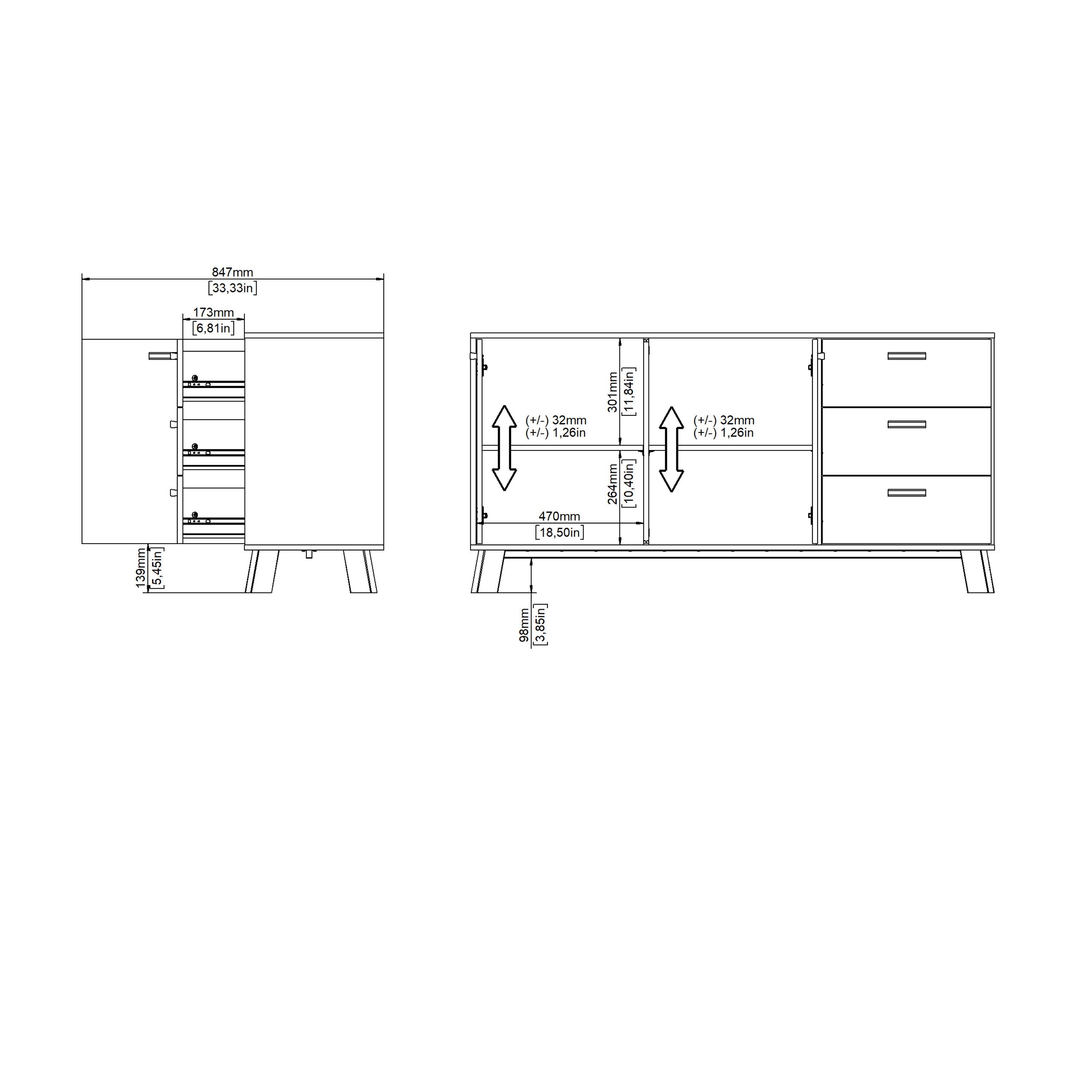 Ikast Sideboard 2 Doors + 3 Drawers in Jackson Hickory and White – FTG, view 12