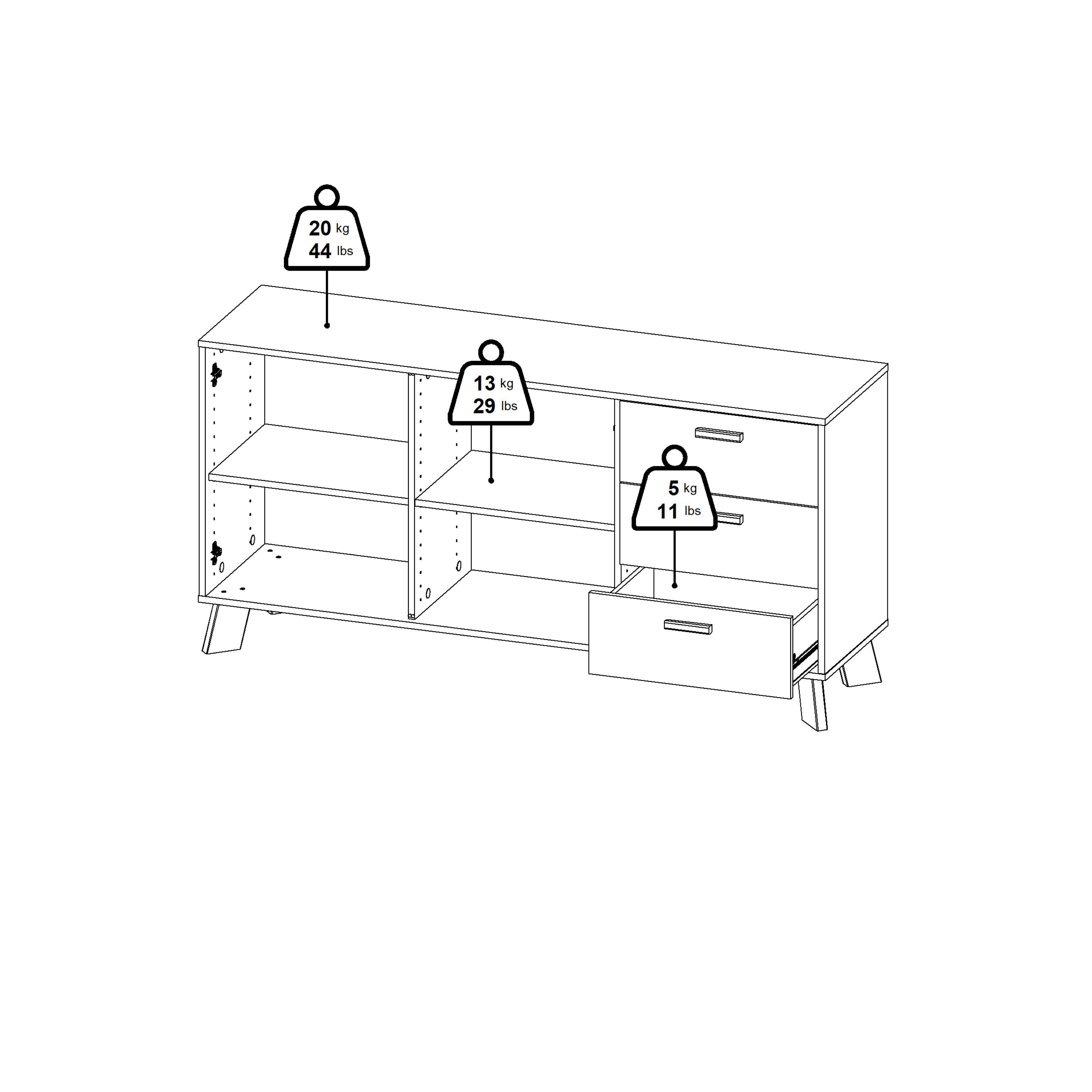 Ikast Sideboard 2 Doors + 3 Drawers in Jackson Hickory and White – FTG, view 13