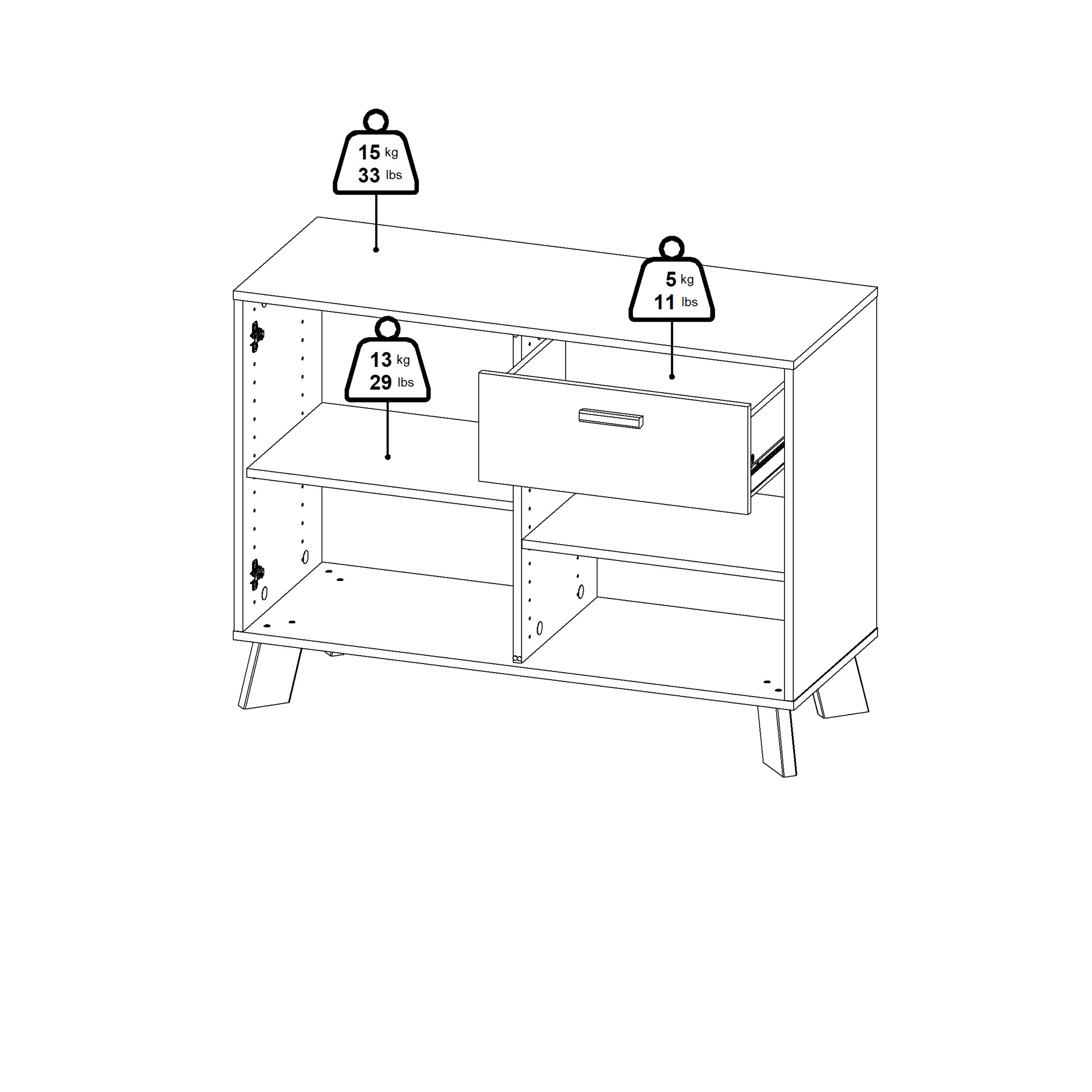 Ikast Sideboard 2 Doors + 1 Drawer in Jackson Hickory and White – FTG, view 13