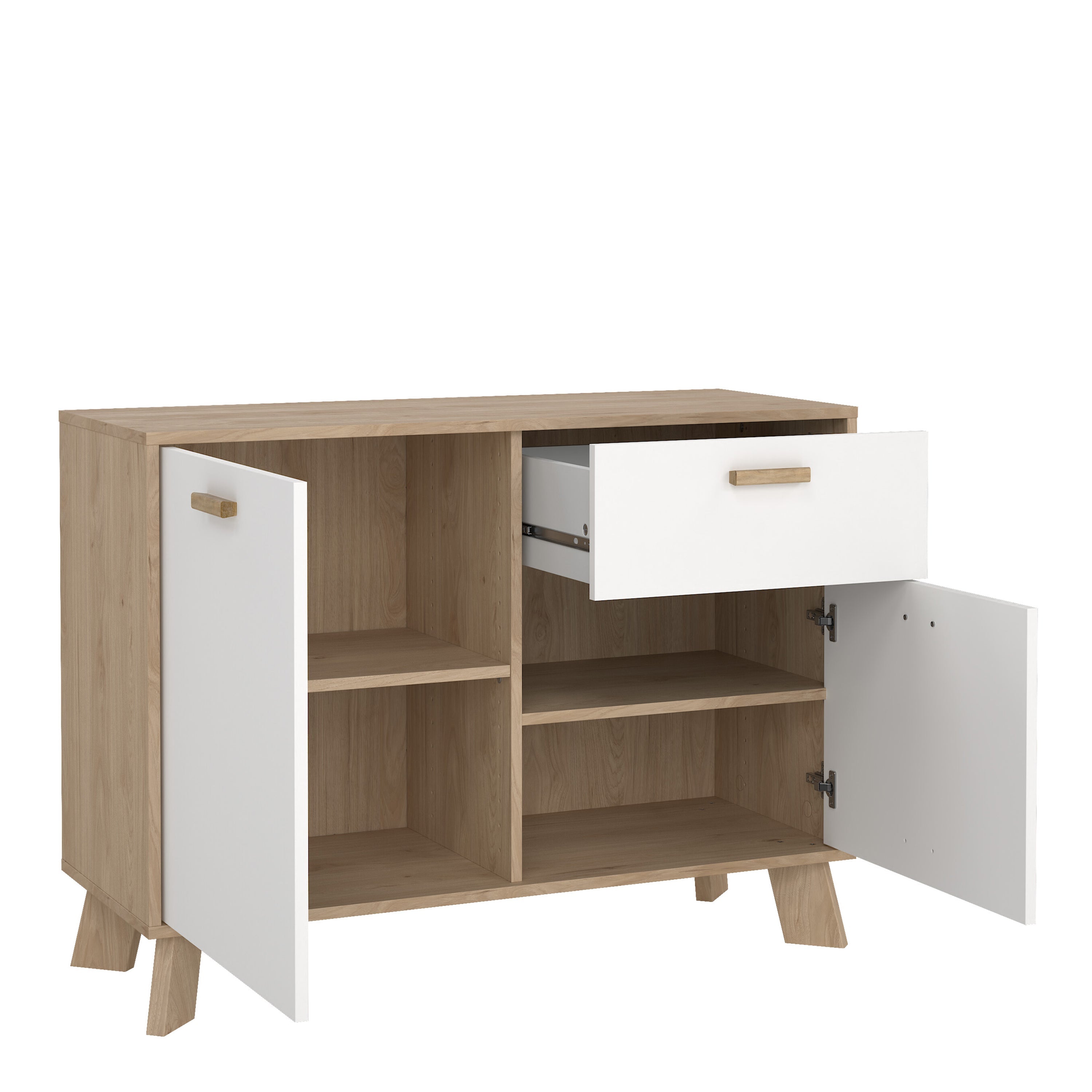 Ikast Sideboard 2 Doors + 1 Drawer in Jackson Hickory and White – FTG, view 6