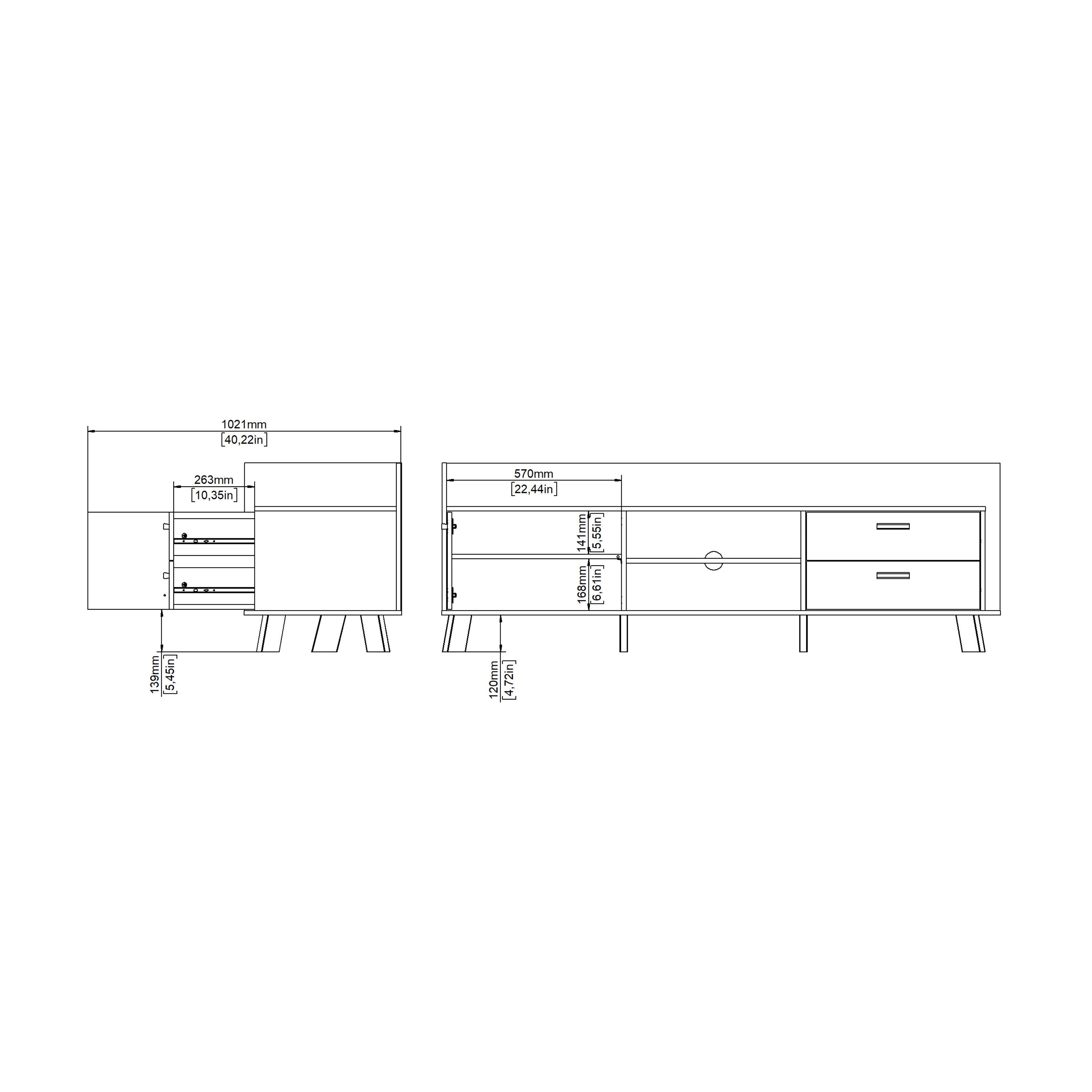 Ikast TV-unit with 1 Door + 2 Drawers in Jackson Hickory and White – FTG, view 12