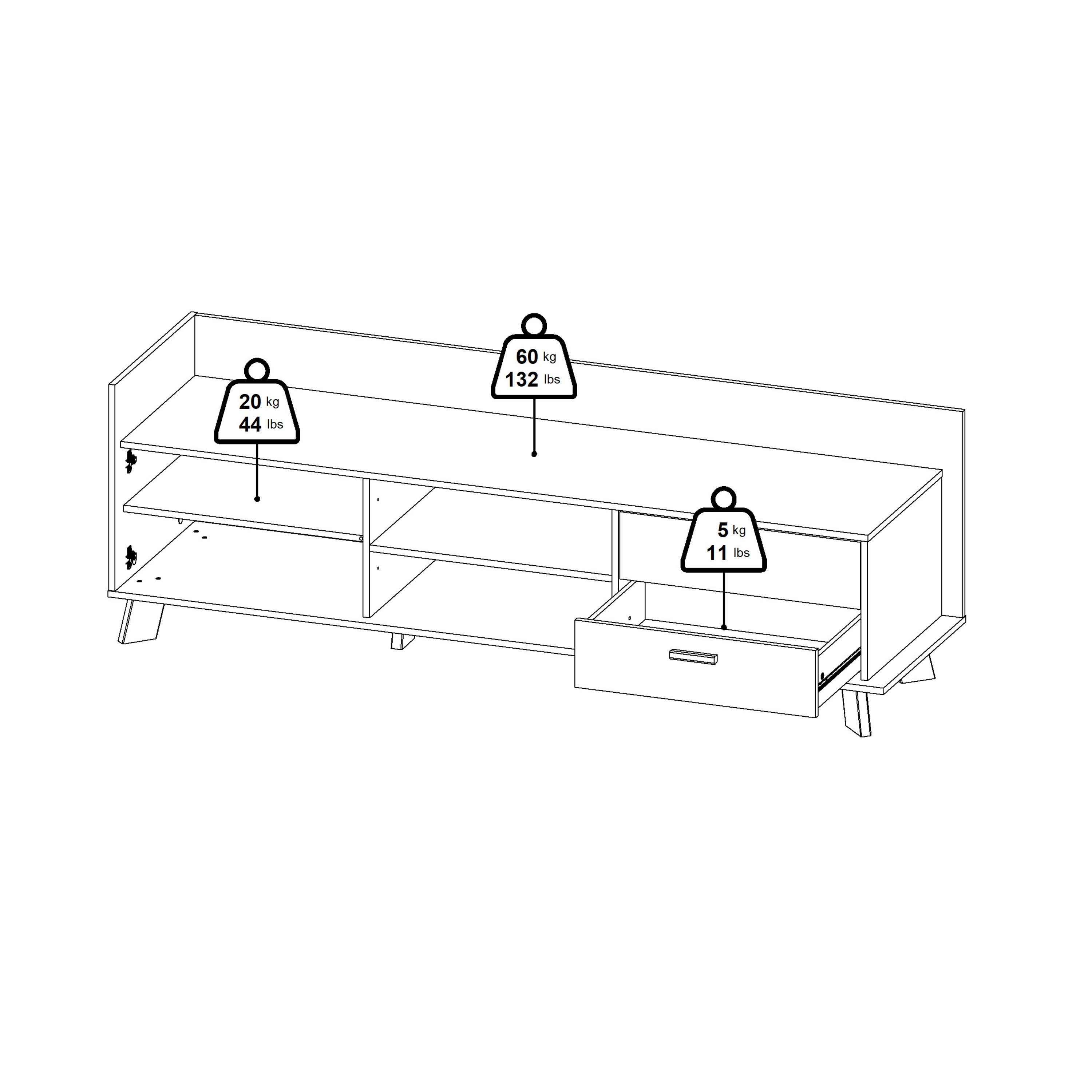 Ikast TV-unit with 1 Door + 2 Drawers in Jackson Hickory and White – FTG, view 13