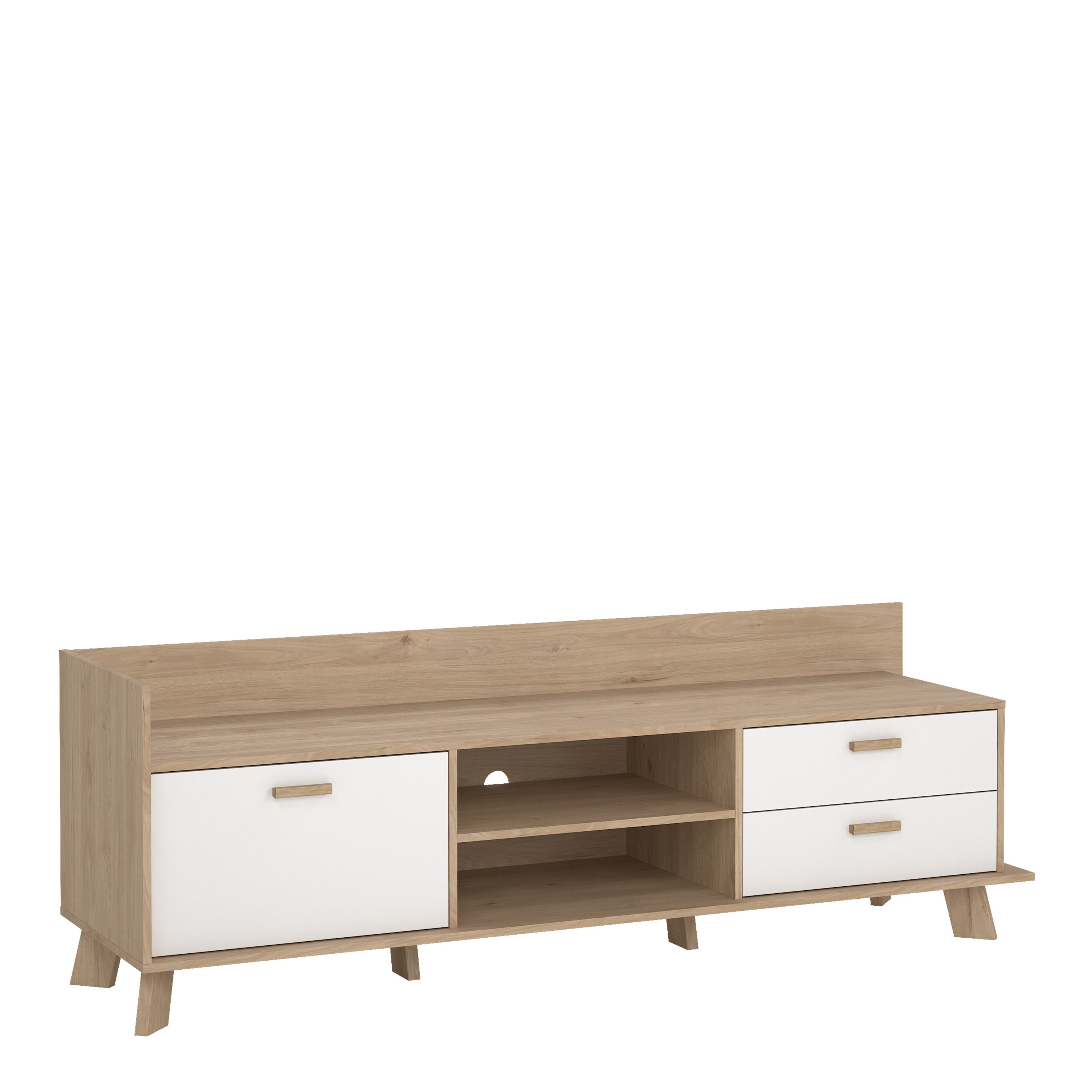 Ikast TV-unit with 1 Door + 2 Drawers in Jackson Hickory and White – FTG