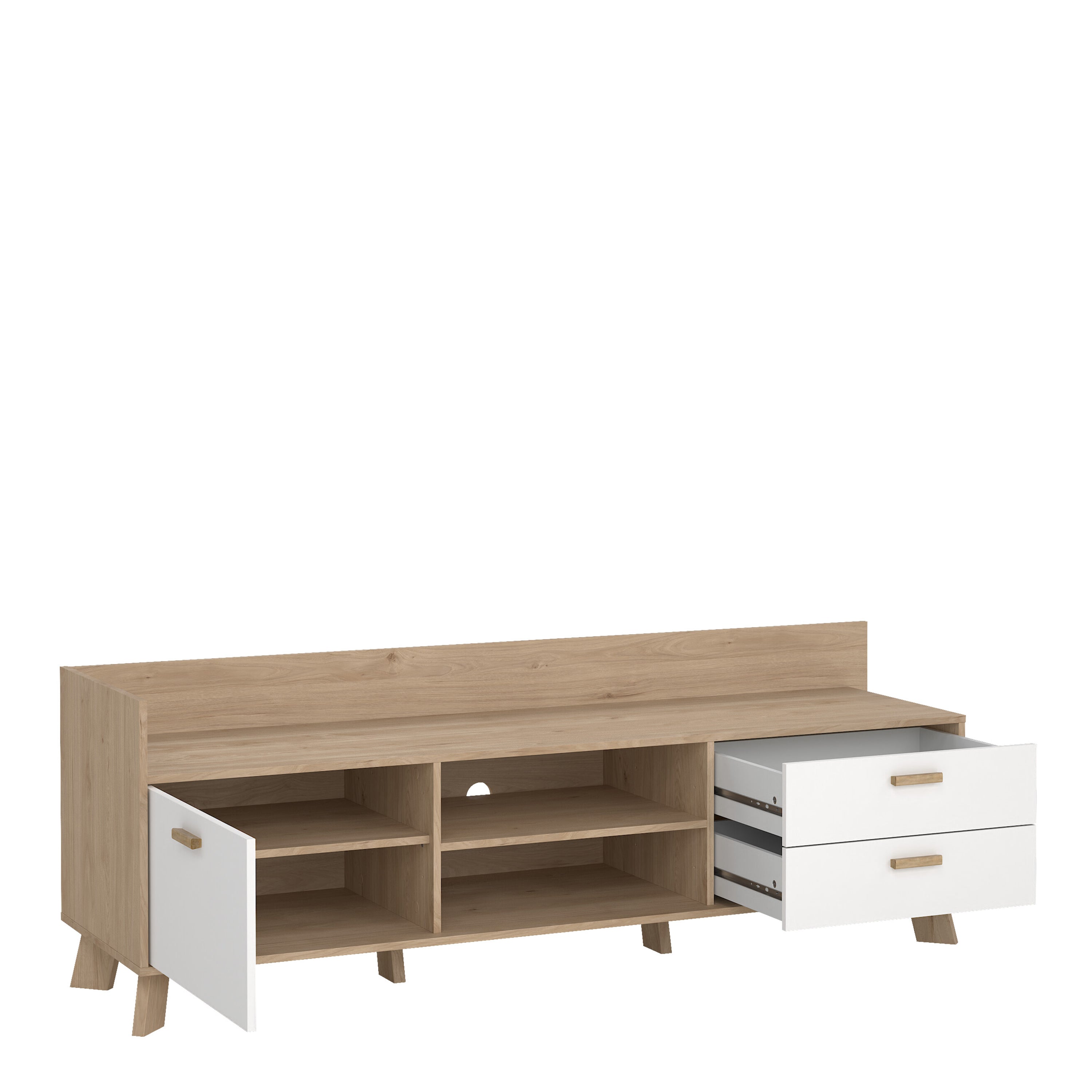 Ikast TV-unit with 1 Door + 2 Drawers in Jackson Hickory and White – FTG, view 6