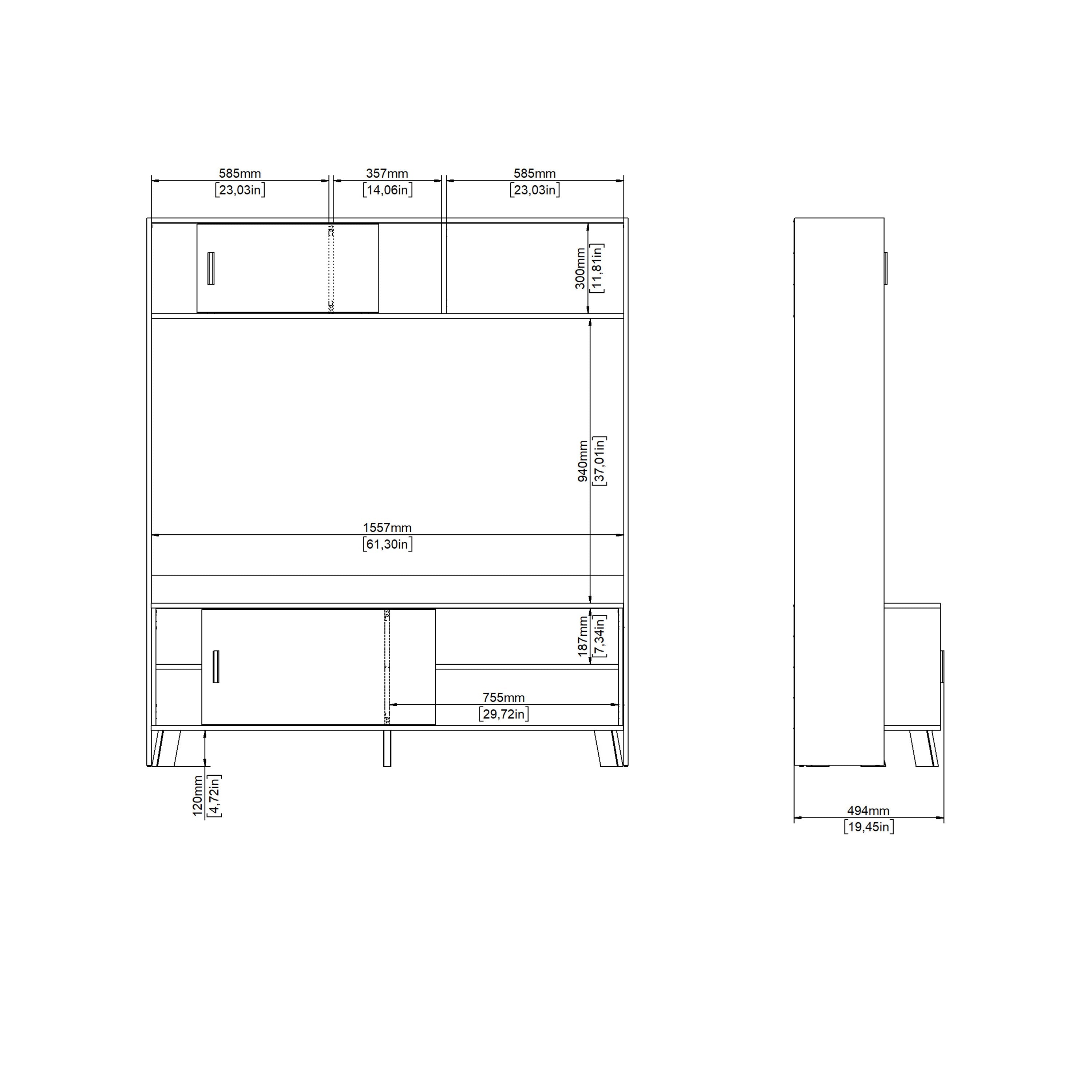 Ikast TV-Wall Unit with 2 Sliding Doors in Jackson Hickory and White – FTG, view 13
