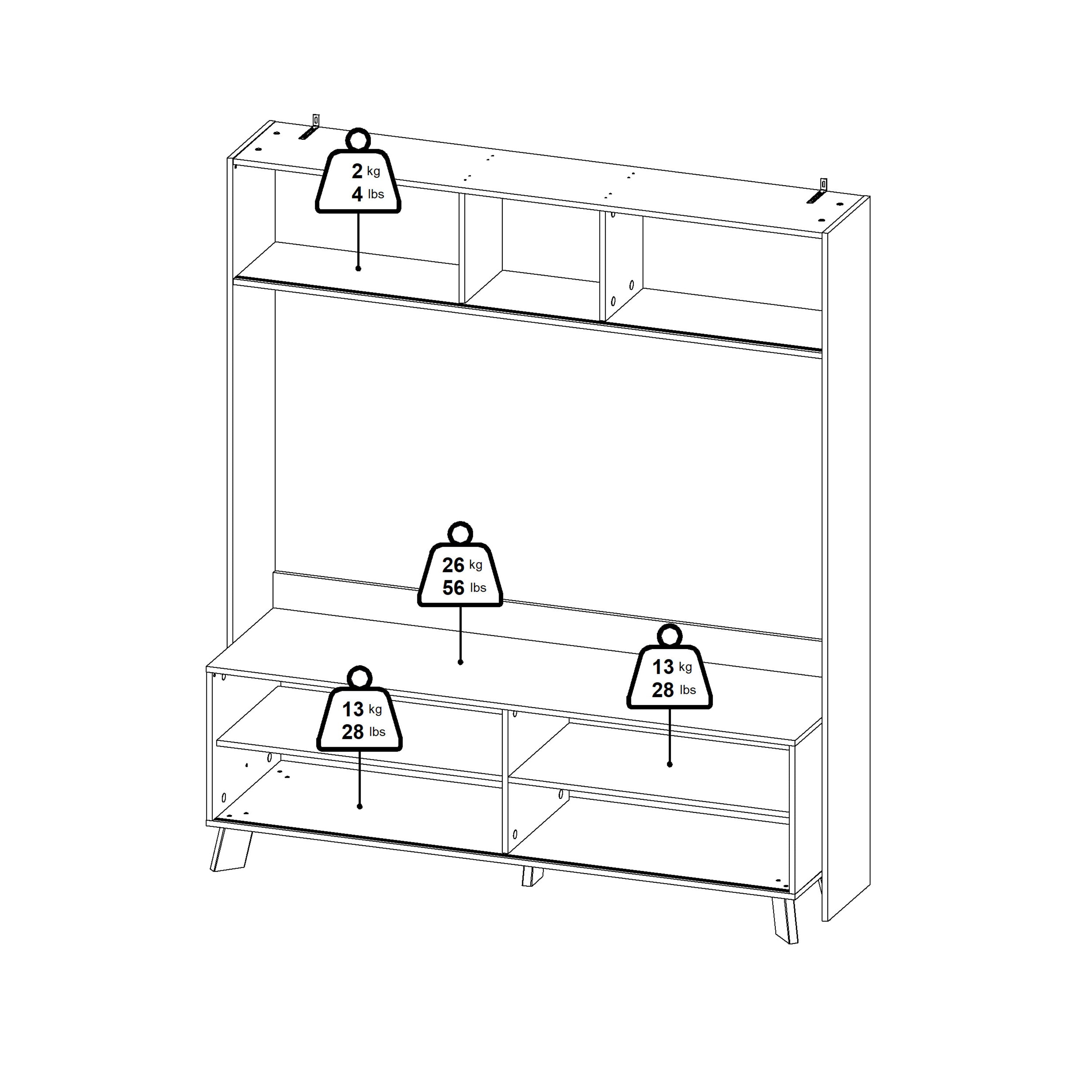 Ikast TV-Wall Unit with 2 Sliding Doors in Jackson Hickory and White – FTG, view 14